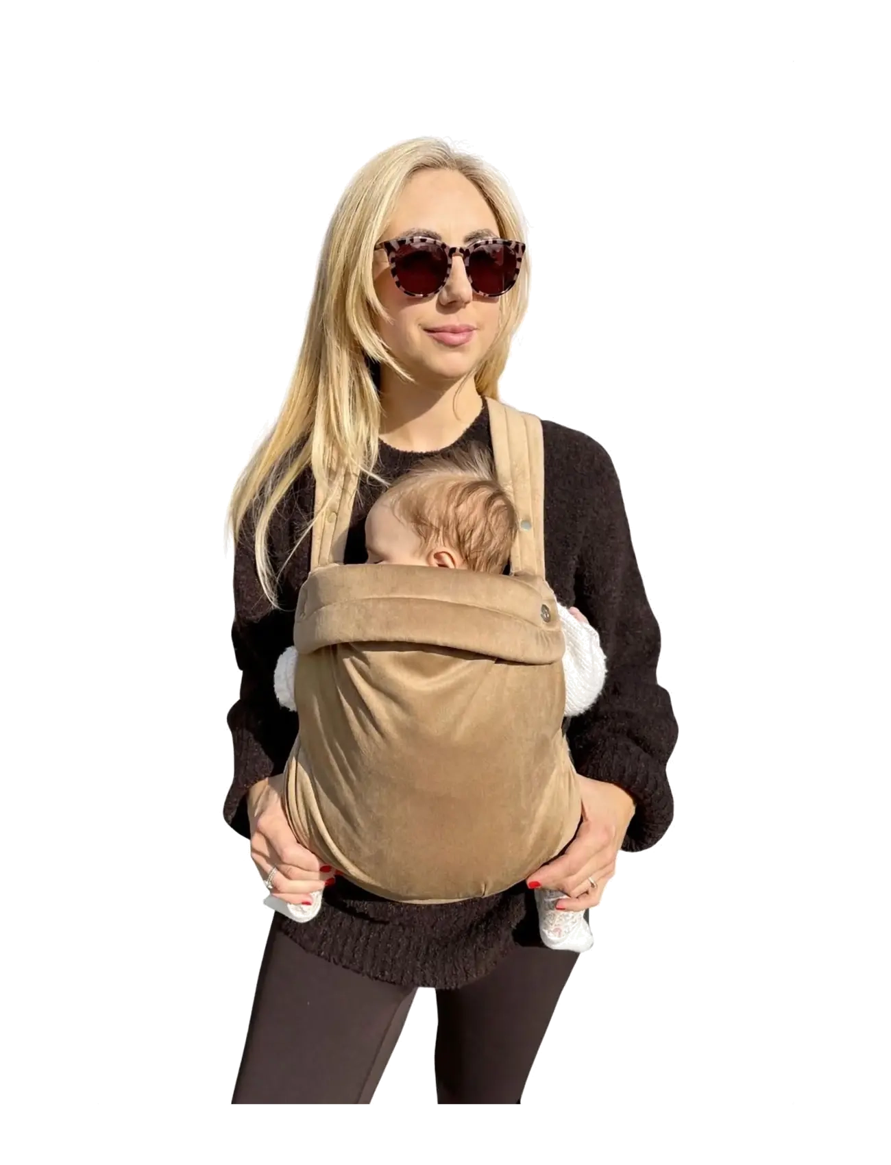Bizzi Growin Nomad Velvet Baby Carrier - Kõhukotid ja kandelinad - ALMONDINE / brown