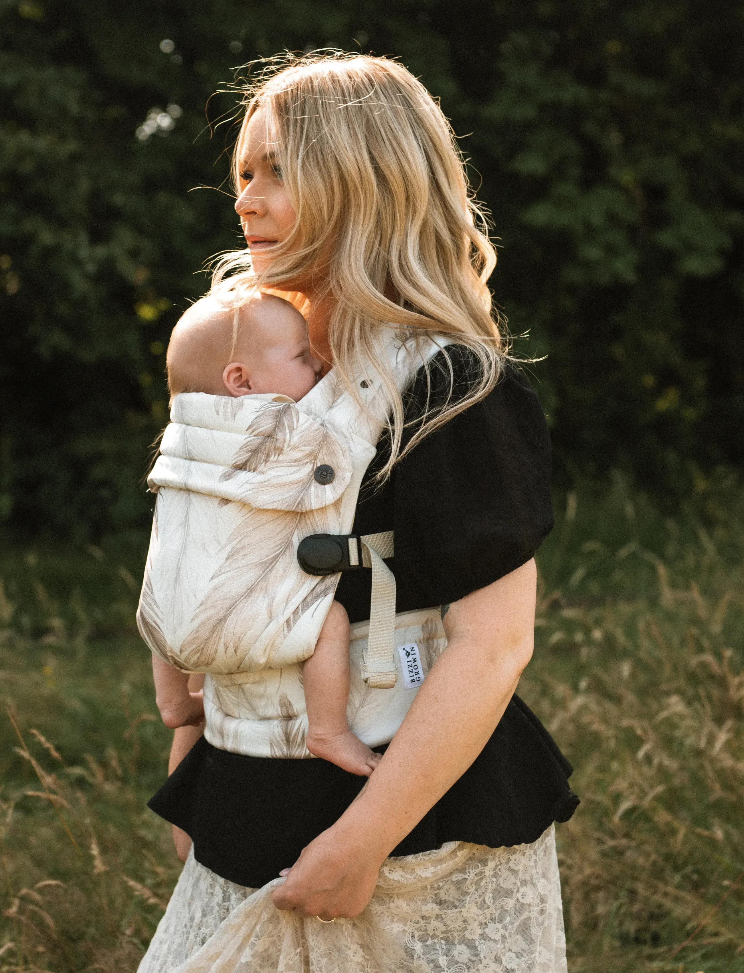 Bizzi Growin - Bizzi Growin Organic Nomad Carrier - Feather Haze - babytragen - feather haze - 0
