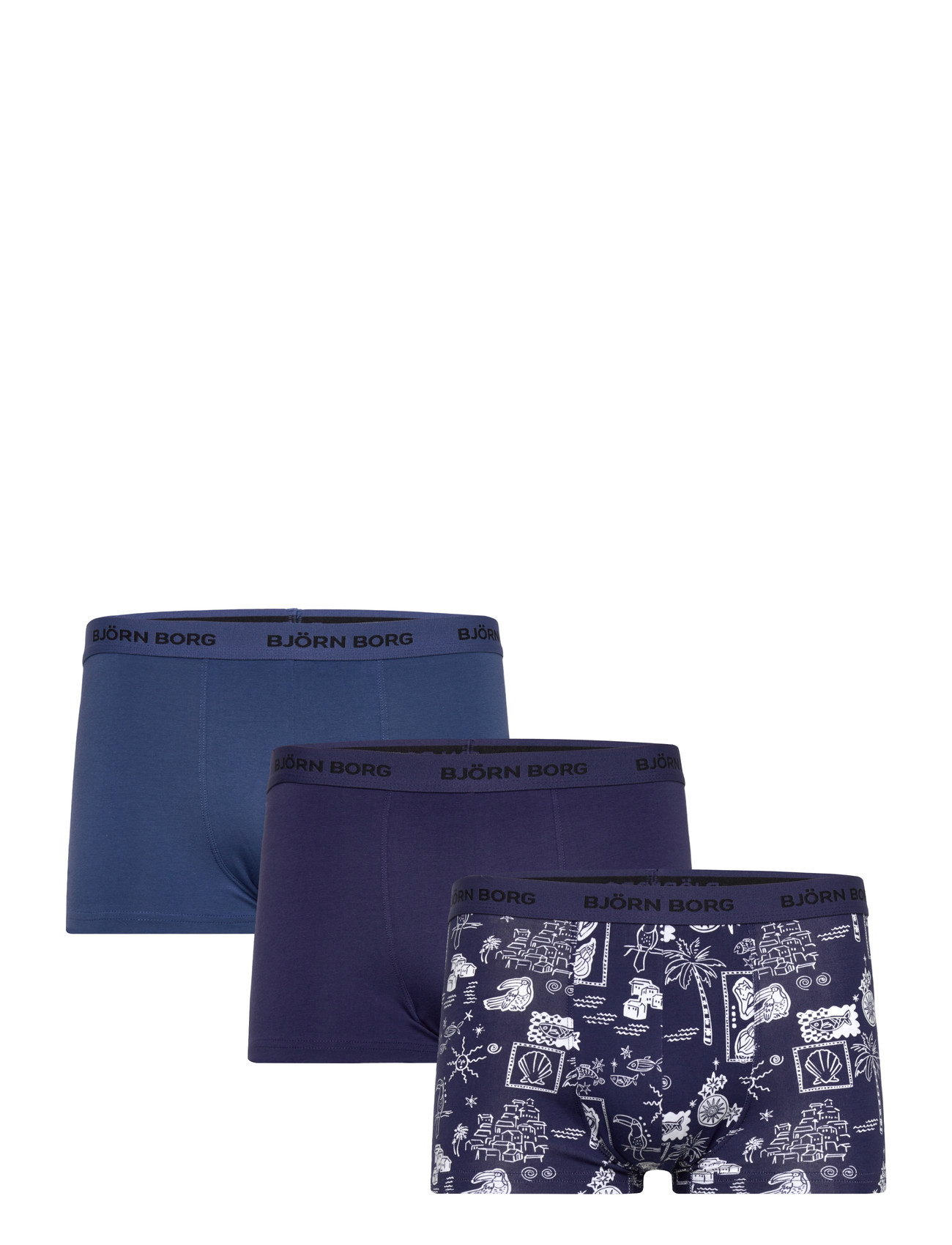 Björn Borg Cotton Stretch Trunk 3P - Blue - S