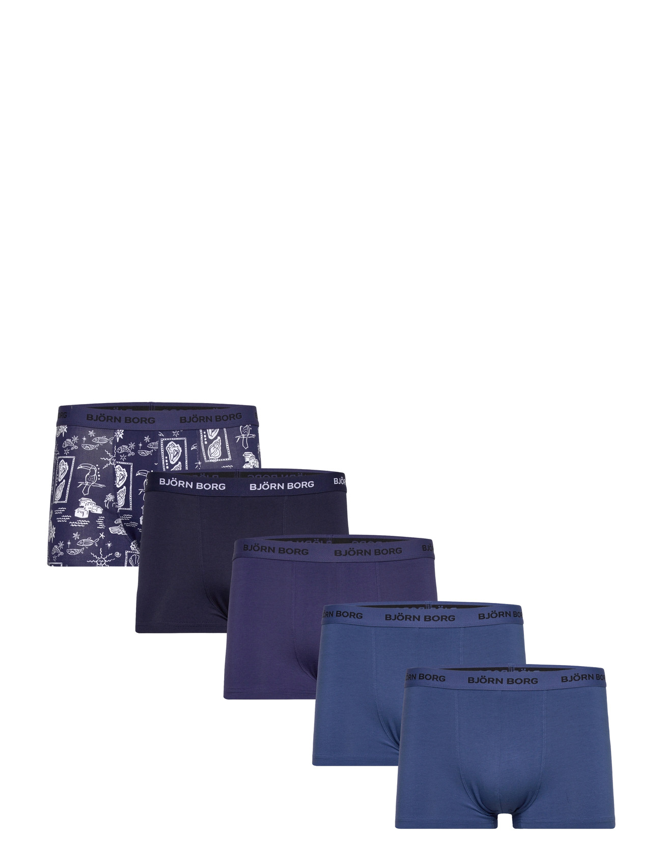 Björn Borg Cotton Stretch Trunk 5P - Blue - S