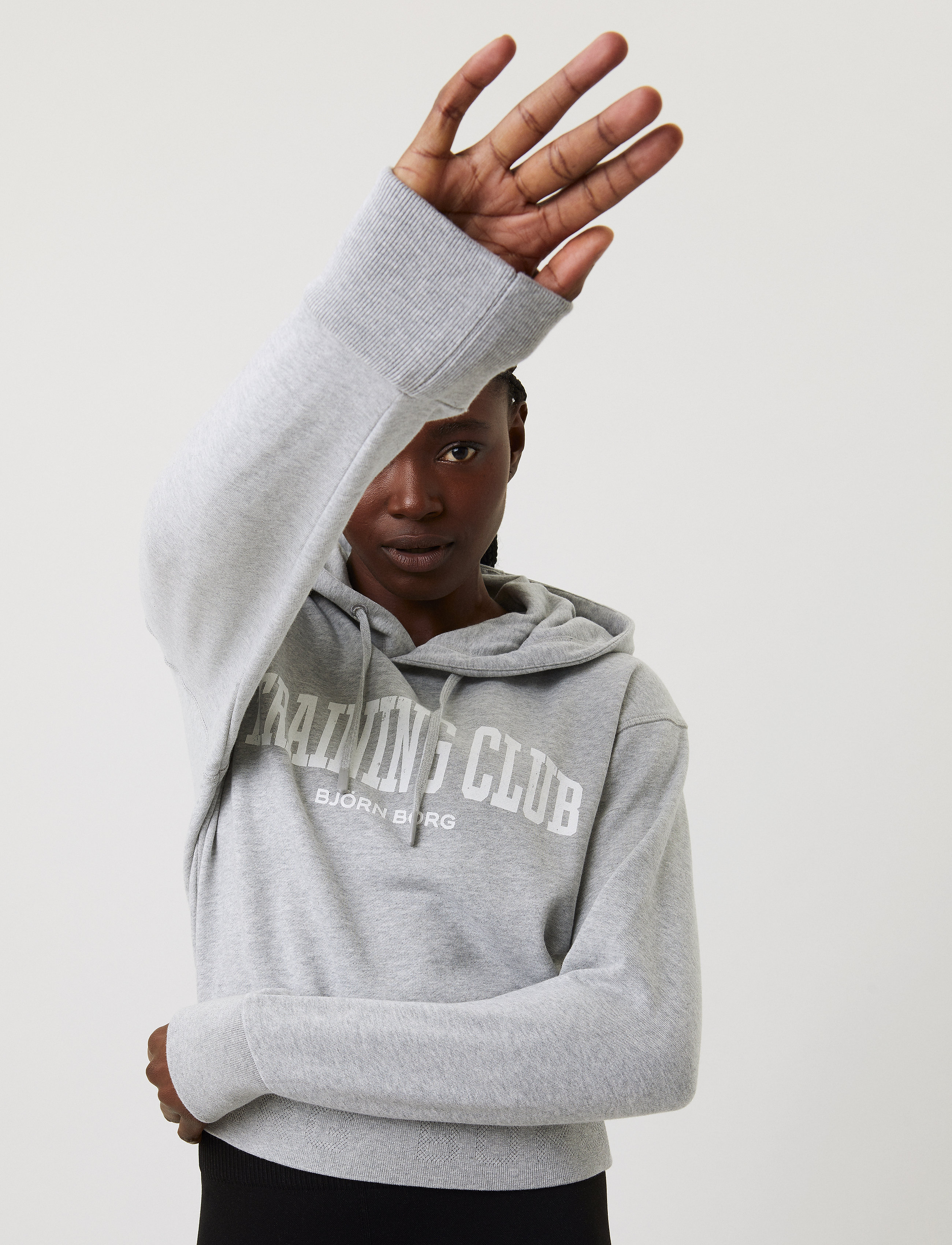 Björn Borg - STHLM CROP HOODIE - light grey melange - 4