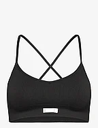 STUDIO SEAMLESS RIBBED STRAP BRA - BLACK BEAUTY