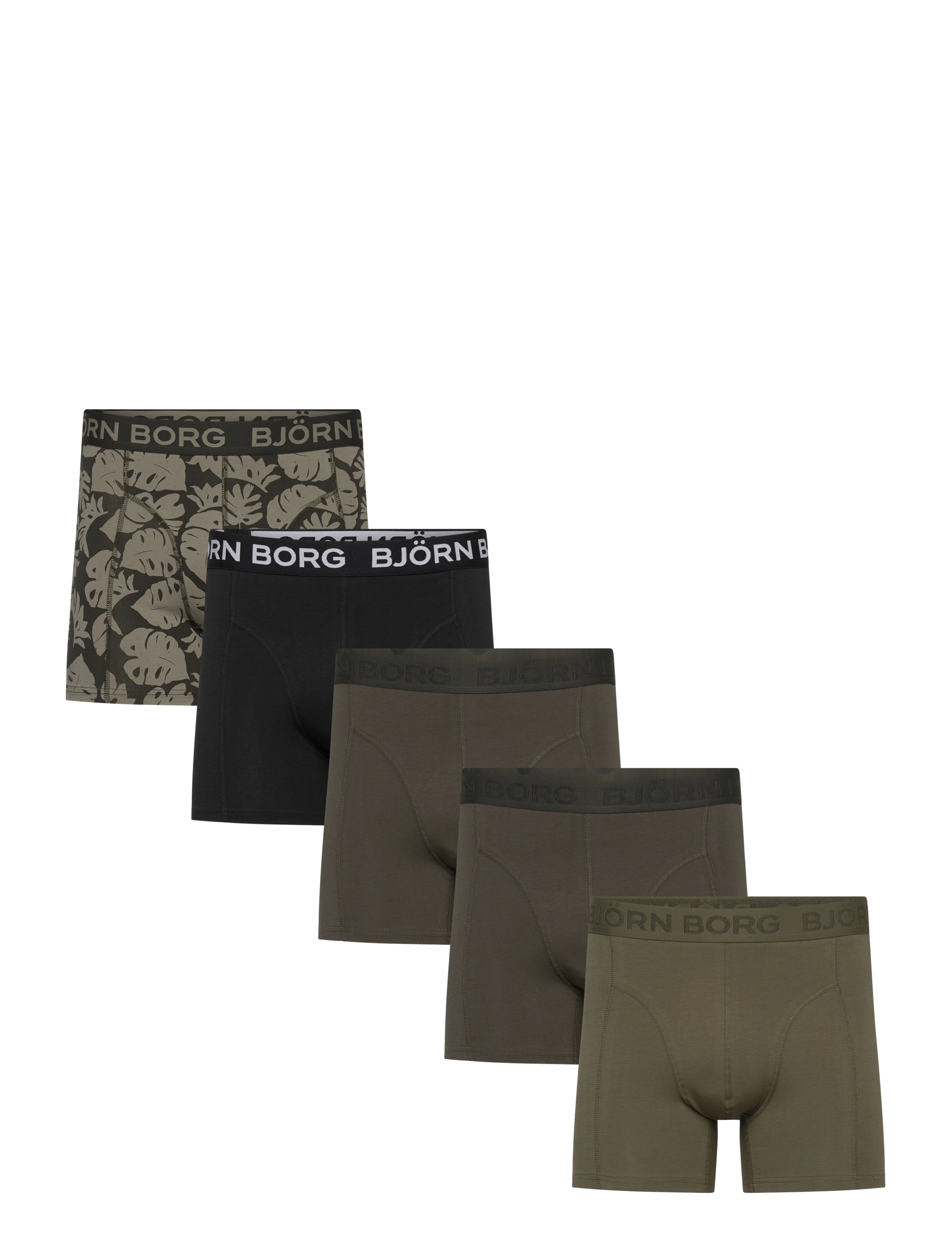 Björn Borg Cotton Stretch Boxer 5P, XL, Underwear, Khakigrün - Boxers, Männerswear