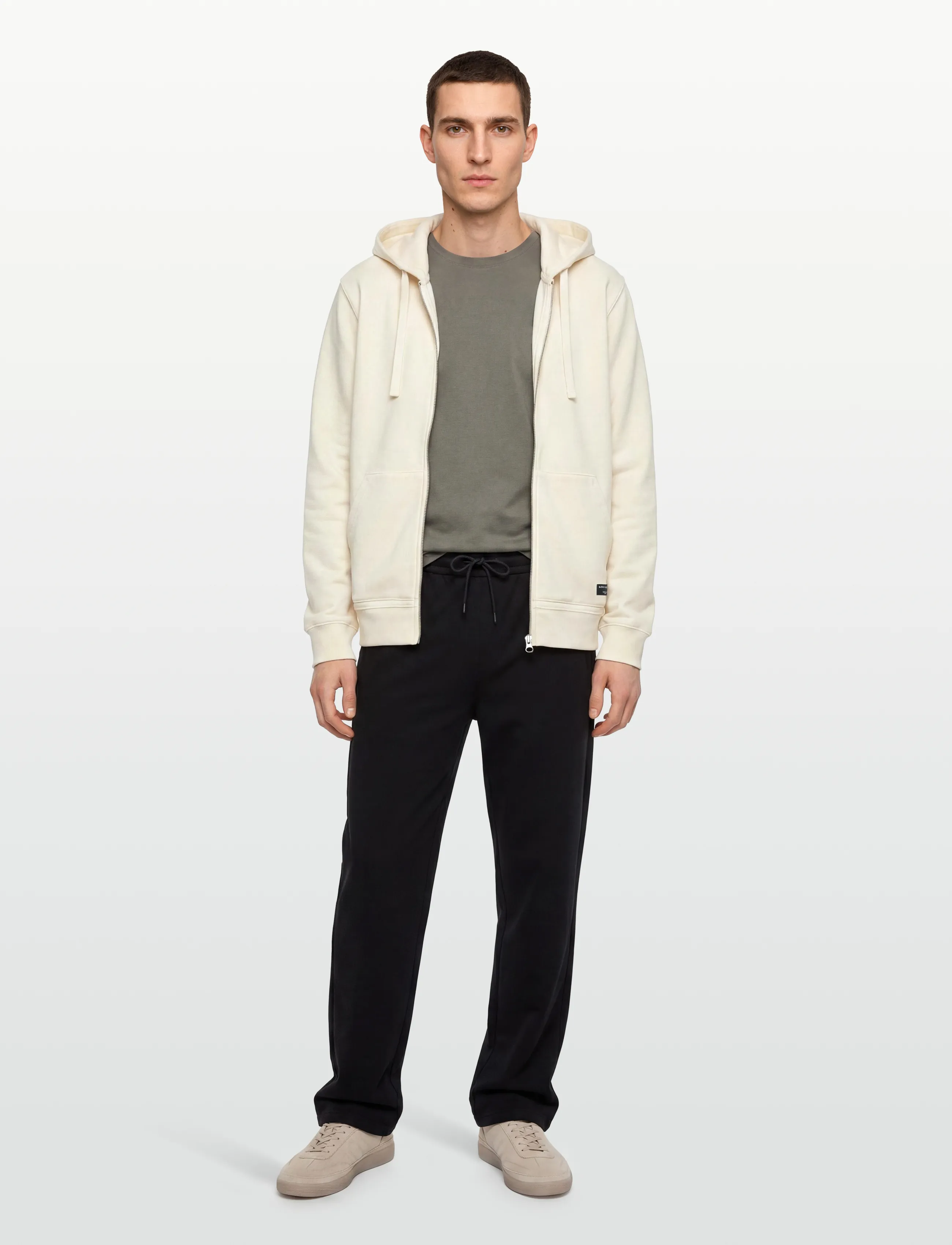 Björn Borg Centre Zip Hoodie, XXL, Cream, Sport Sweatshirts & Hoodies > Sport Hoodies, Herre