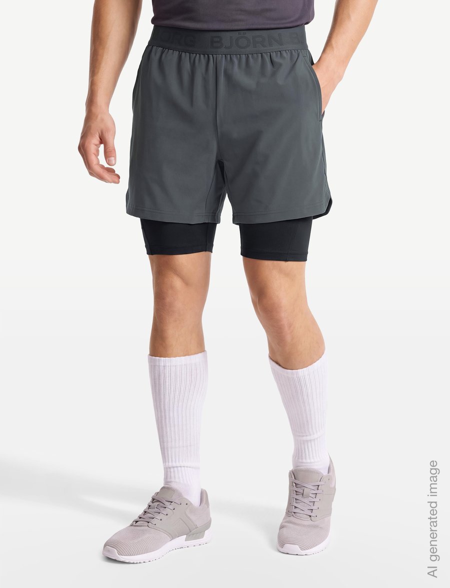 Björn Borg - BORG 2 IN 1 SHORTS - trainingsshorts - asphalt - 3