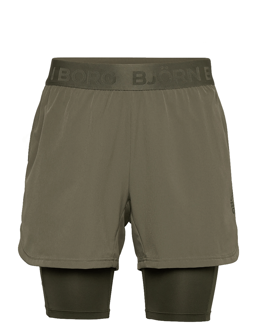 Björn Borg - BORG 2 IN 1 SHORTS - lühikesed treeningpüksid - dusty olive - 0