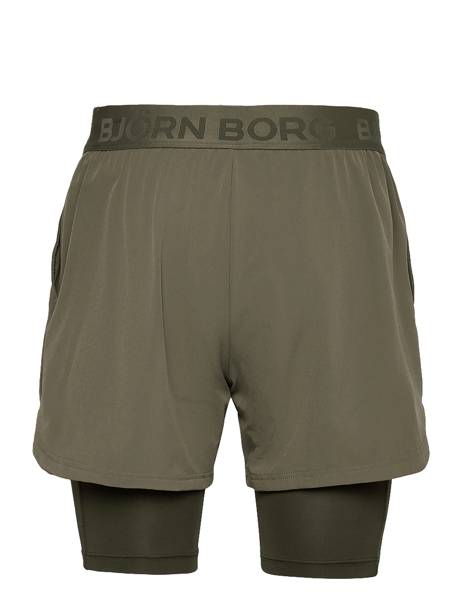 Björn Borg - BORG 2 IN 1 SHORTS - lühikesed treeningpüksid - dusty olive - 1