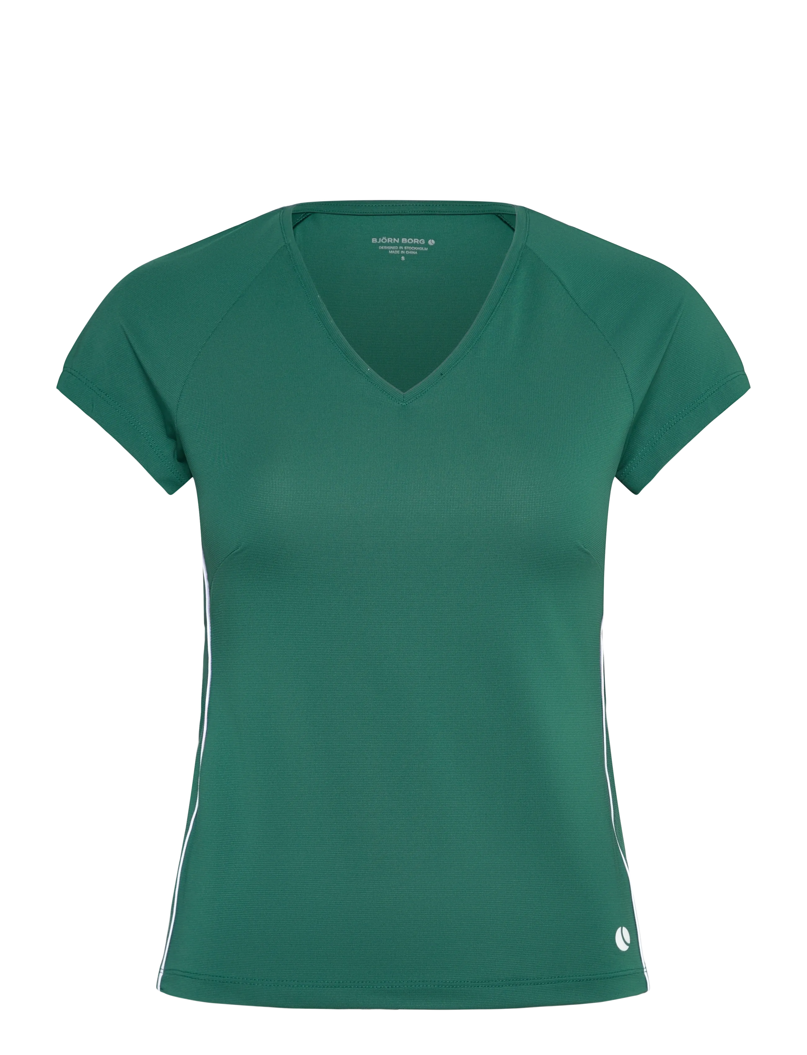 Björn Borg Ace V-Neck T-Shirt, M, Green, Sports Overdele & T-shirts > Sport T-shirts, Dame