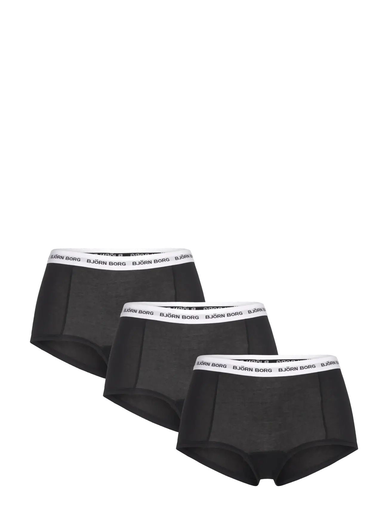 Björn Borg Logo Boxer Shorts 3P, Kvinder, Højtaljede Boxershorts, Sort, Str: S