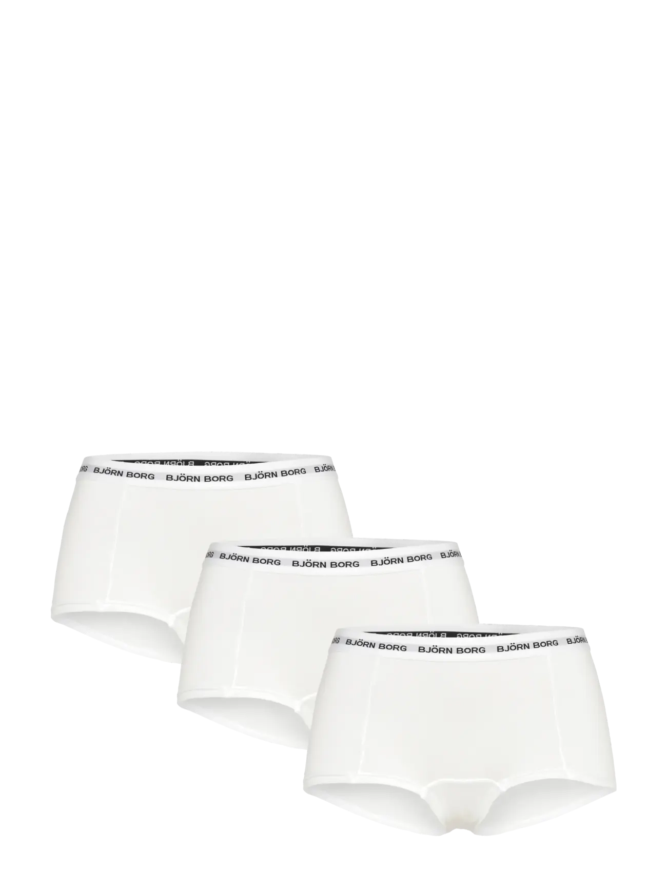 Björn Borg Logo Boxer Shorts 3P, Kvinder, Højtaljede Boxershorts, Hvid, Str: S