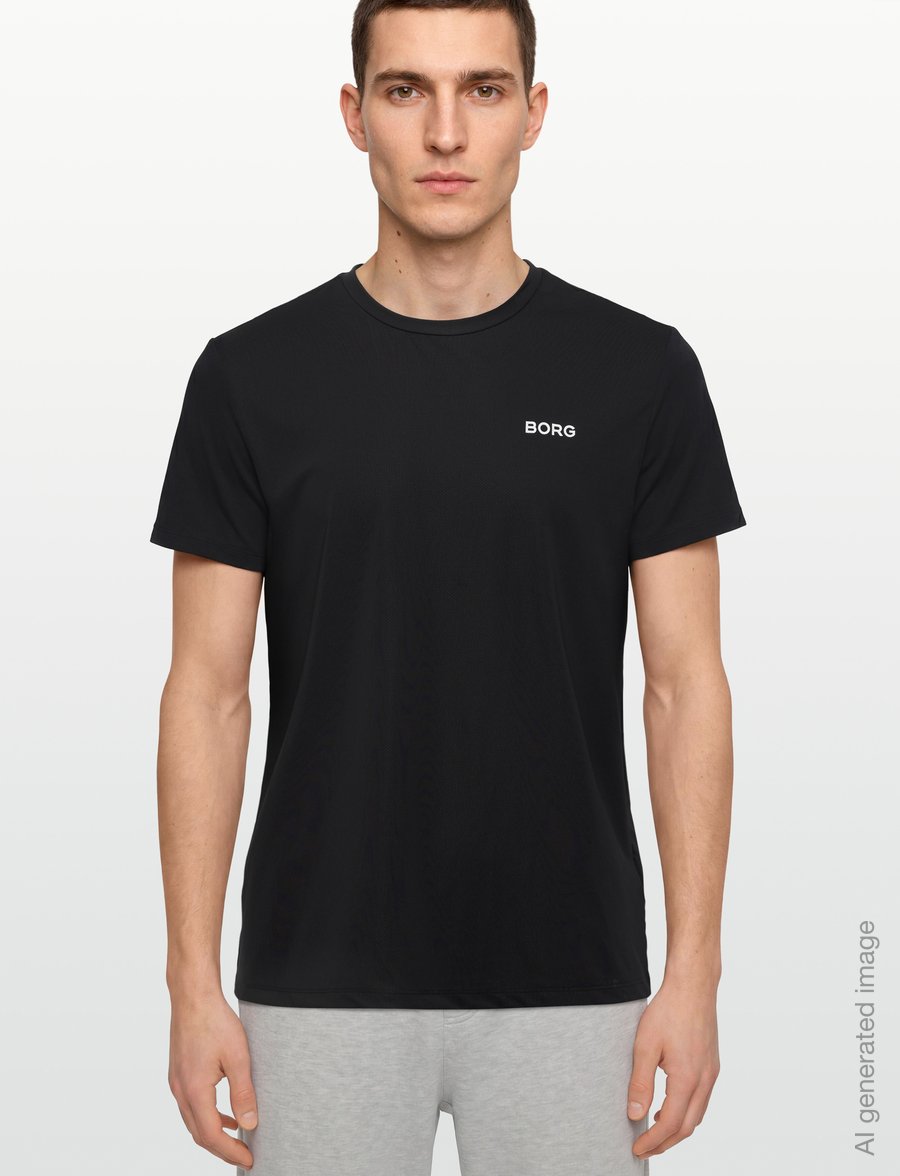 Björn Borg - BORG ESSENTIAL ACTIVE TRAINING T-SHIRT - oberteile & t-shirts - black beauty - 3
