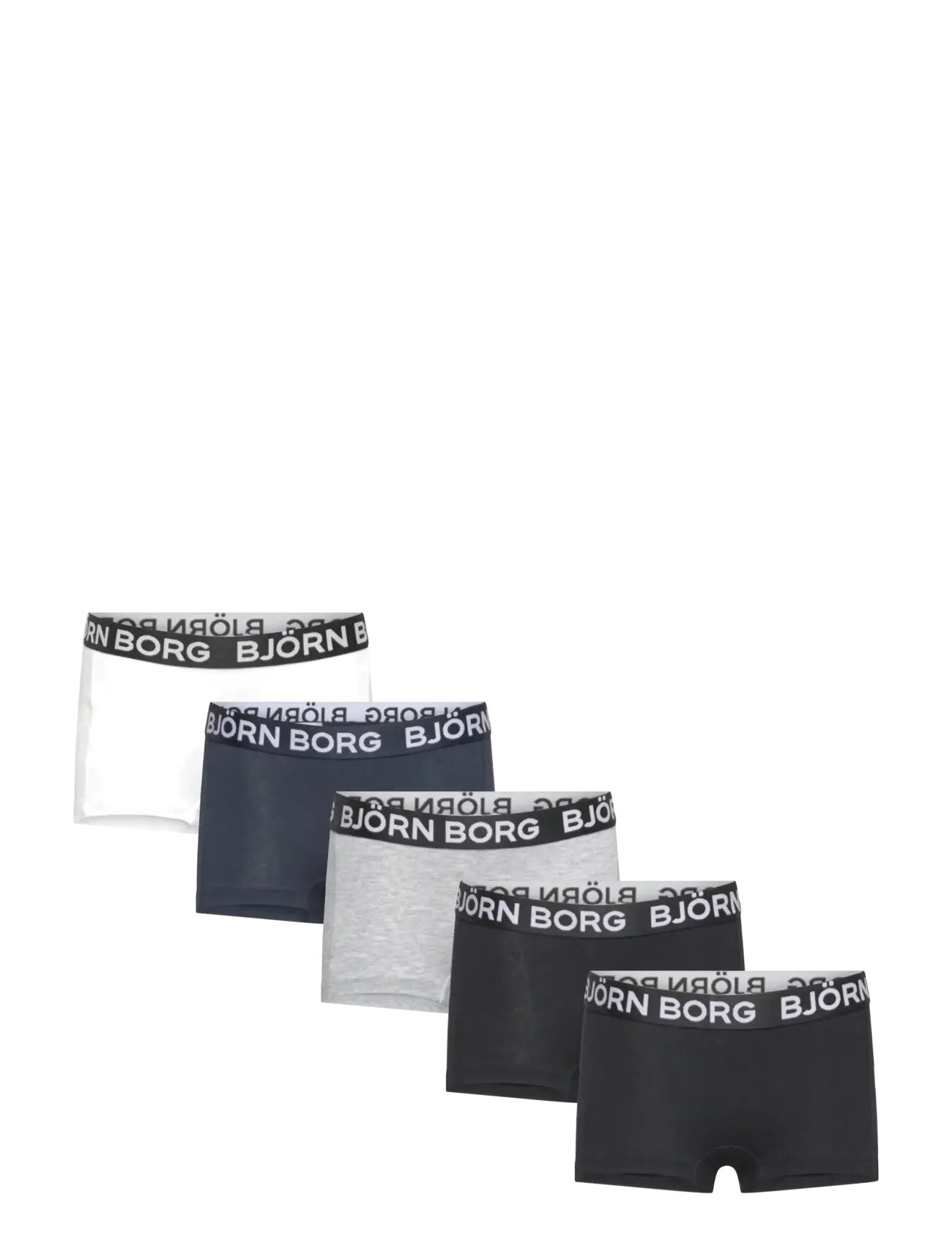 Björn Borg Cotton Stretch Boxer Shorts 5P, Børn, 5-Pak Boxer Shorts, Grå, Str: 134-140