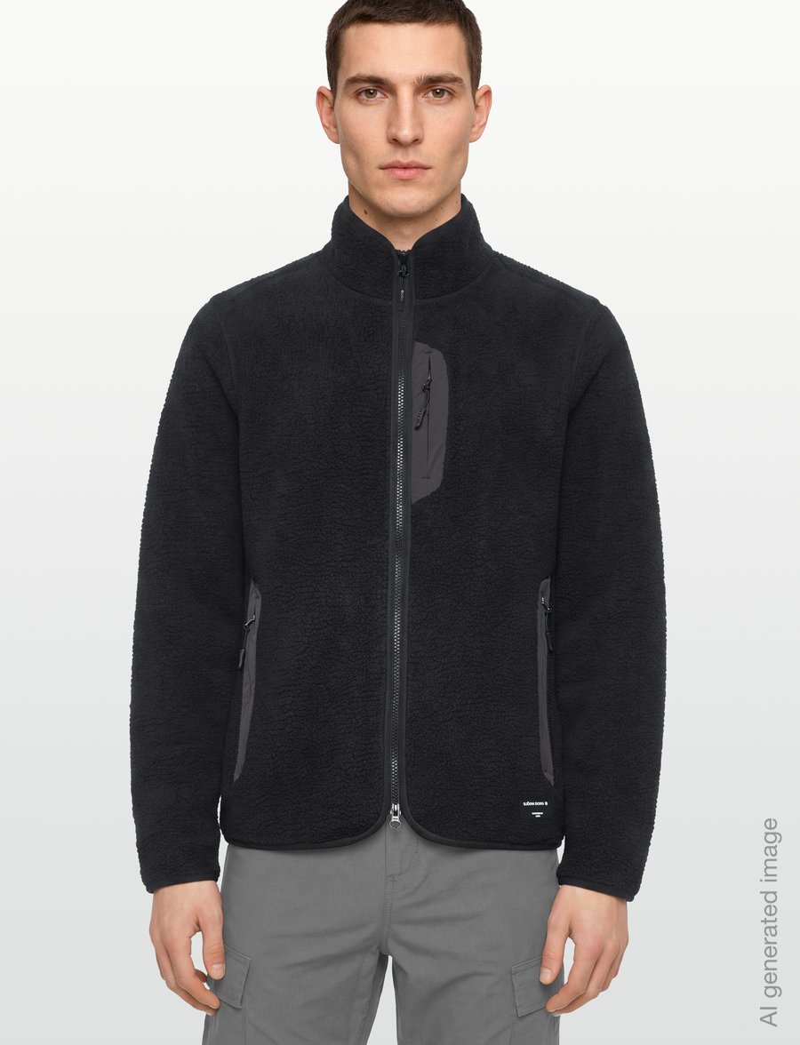Björn Borg - CENTRE PILE JACKET - flisiniai drabužiai ir tarpiniai sluoksniai - black beauty - 3