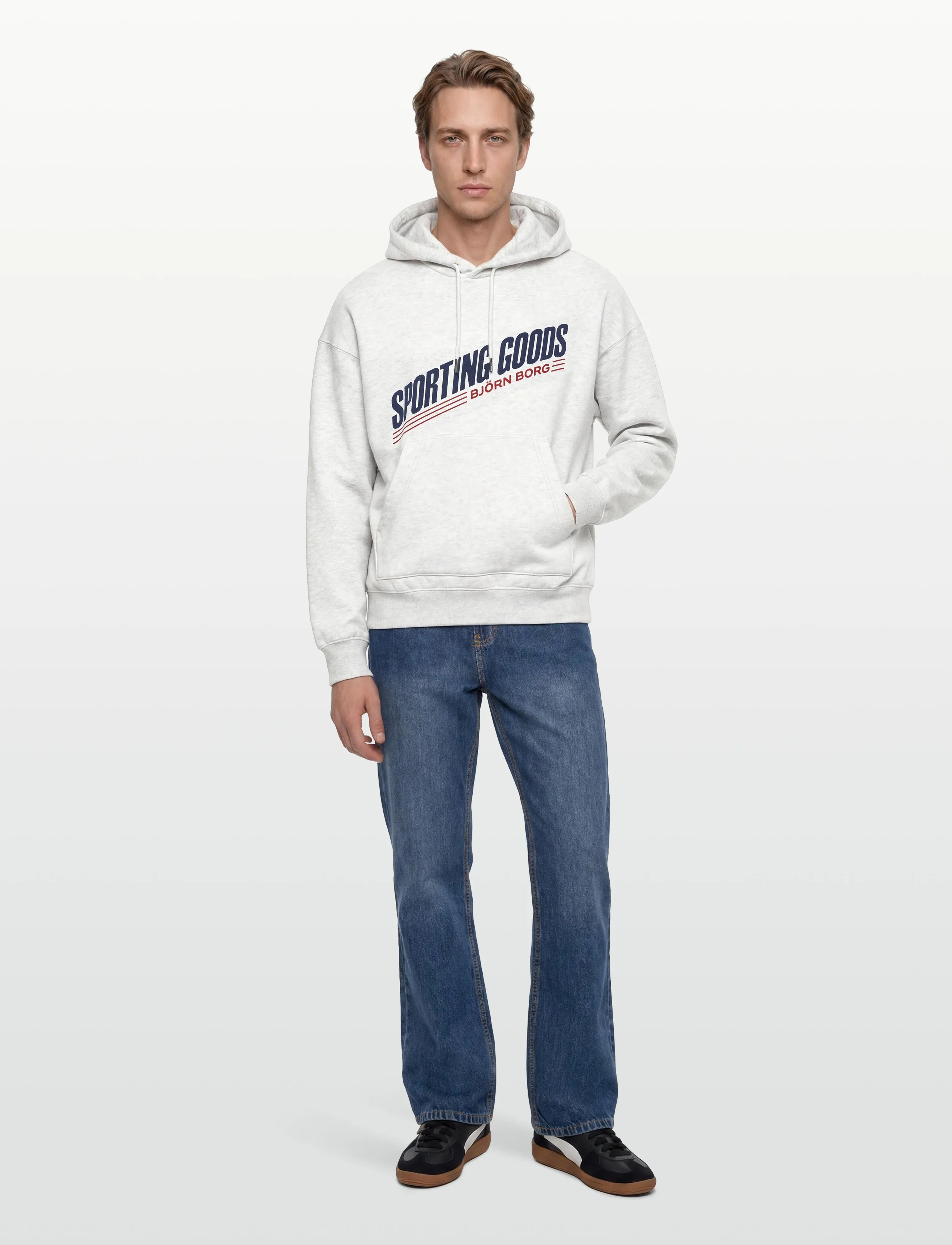 Björn Borg Borg Oversized Hoodie, Mænd, Oversized Hættetrøje, Grå, Str: L