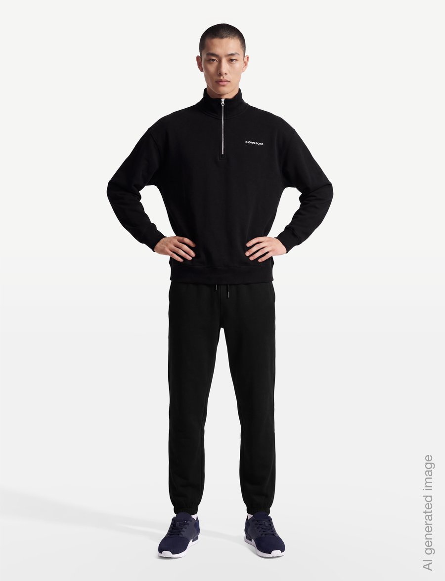 Björn Borg - BORG OVERSIZED HALF-ZIP - oberteile - black beauty - 0