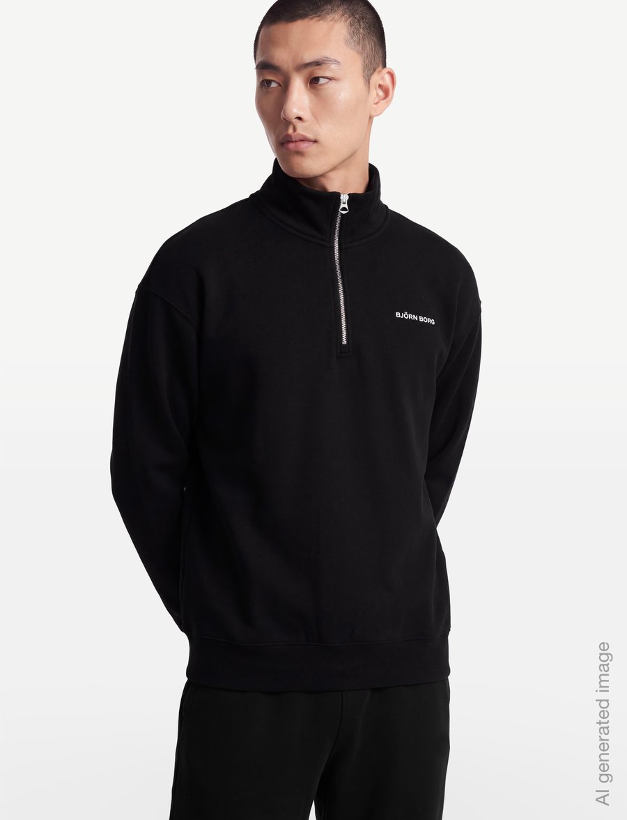 Björn Borg - BORG OVERSIZED HALF-ZIP - oberteile - black beauty - 3