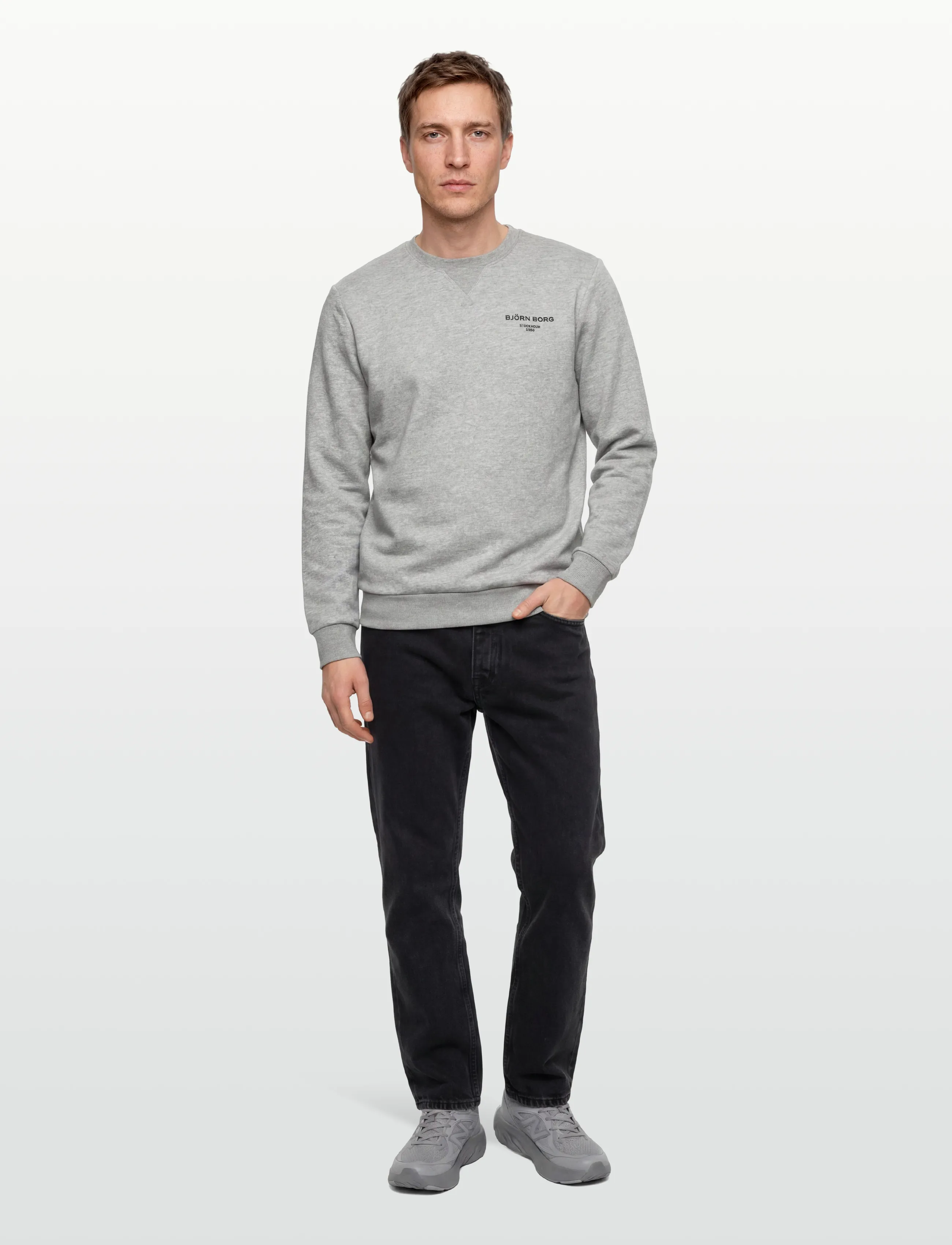 Björn Borg - BORG ESSENTIAL 1 SWEATSHIRT - viršutinės dalies drabužiai - light grey melange - 0