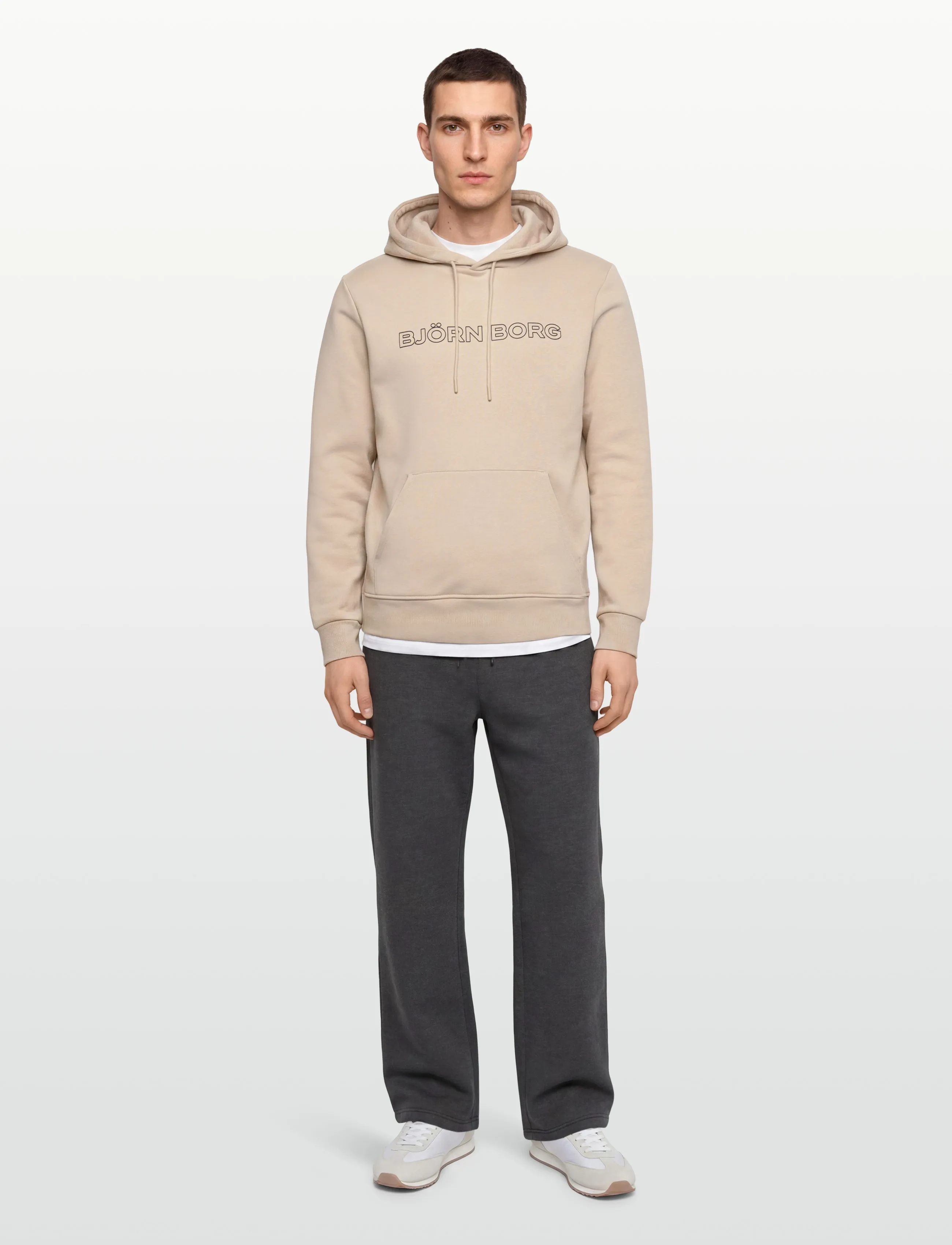 Björn Borg Borg Essential 3 Hoodie, M, Beige, Sport Sweatshirts & Hoodies > Sport Hoodies, Herre