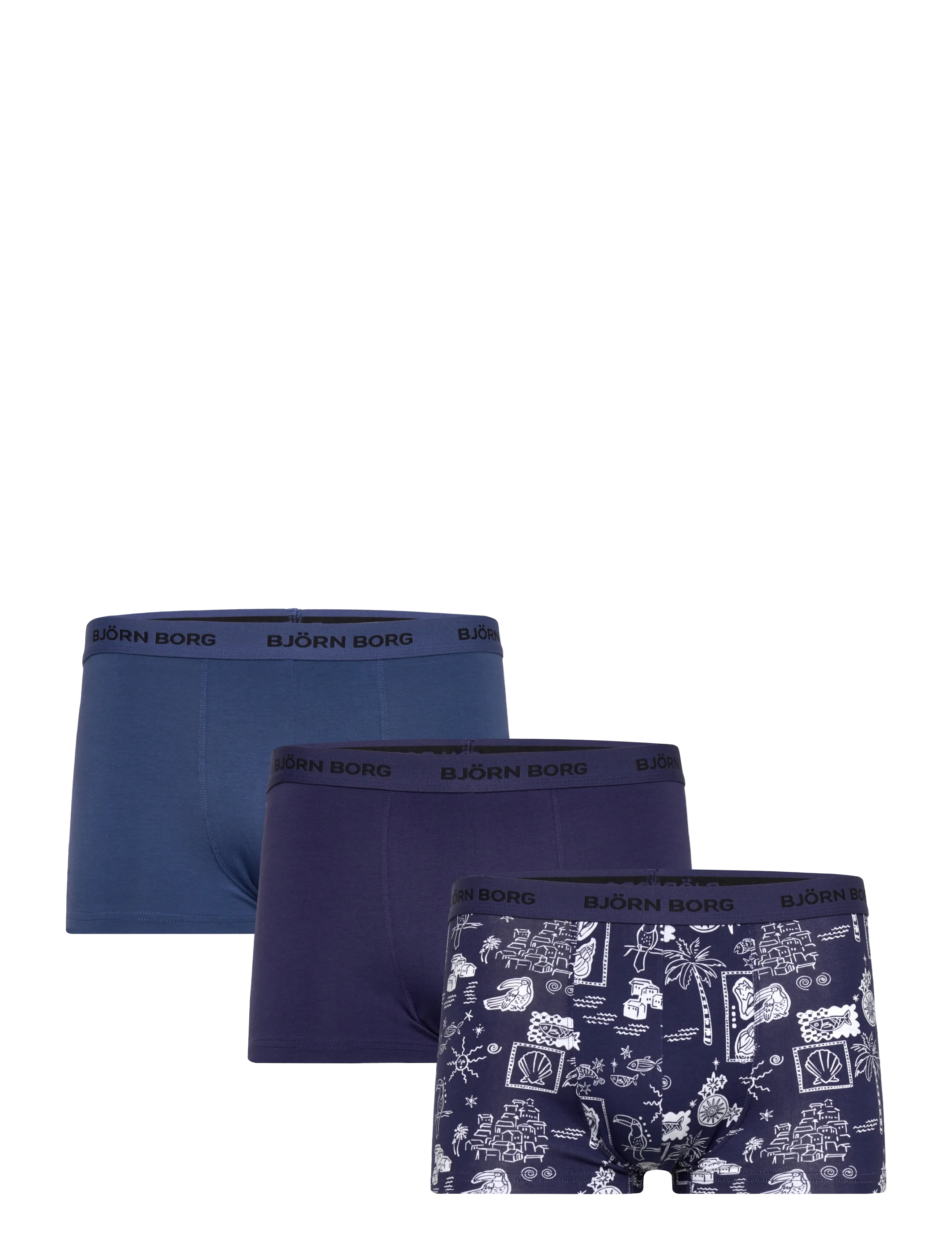 Björn Borg Cotton Stretch Trunk 3P, Mænd, 3-Pak Trunks, Blå, Str: XXL