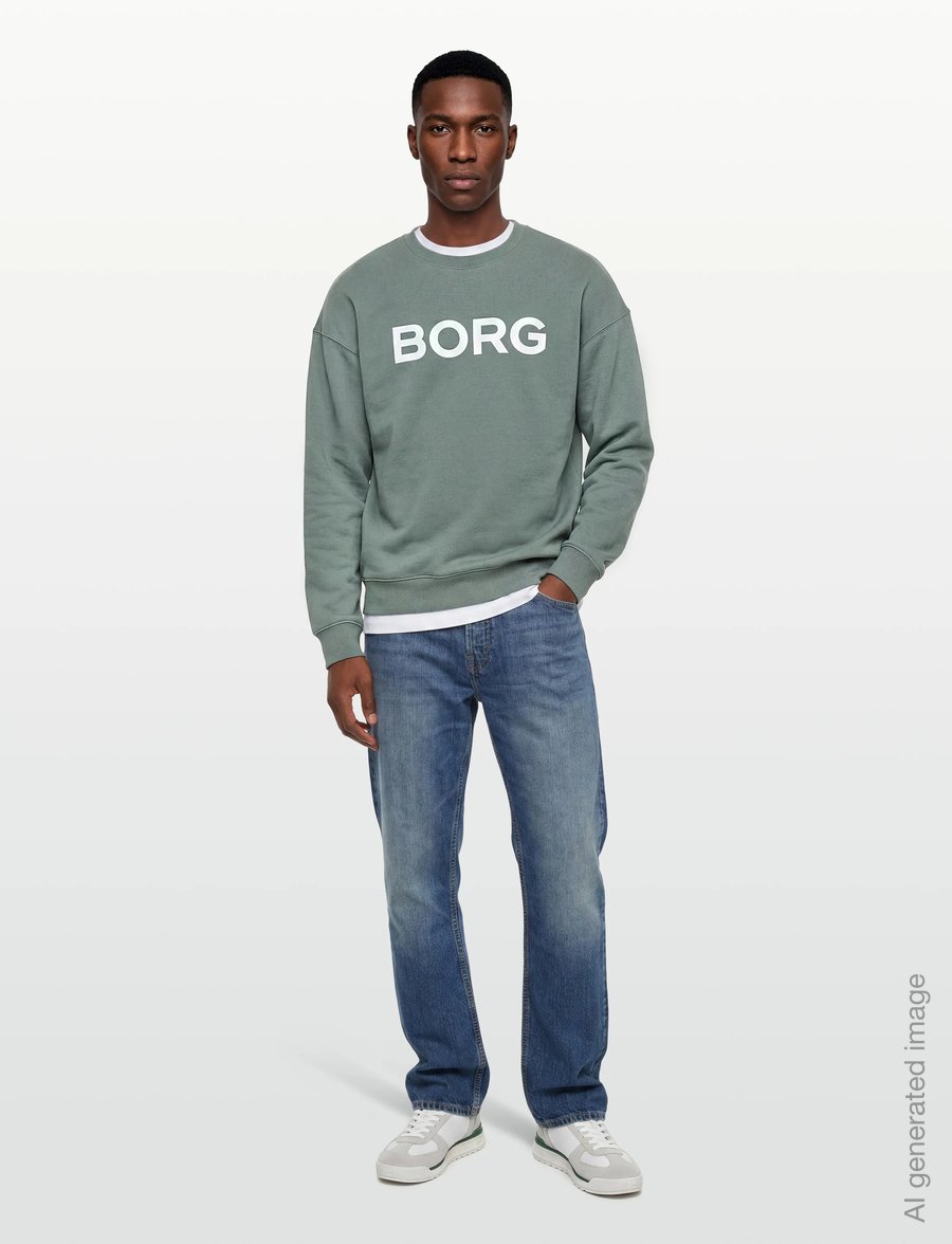 Björn Borg - BORG OVERSIZED LOGO SWEATSHIRT - tops - balsam green - 0