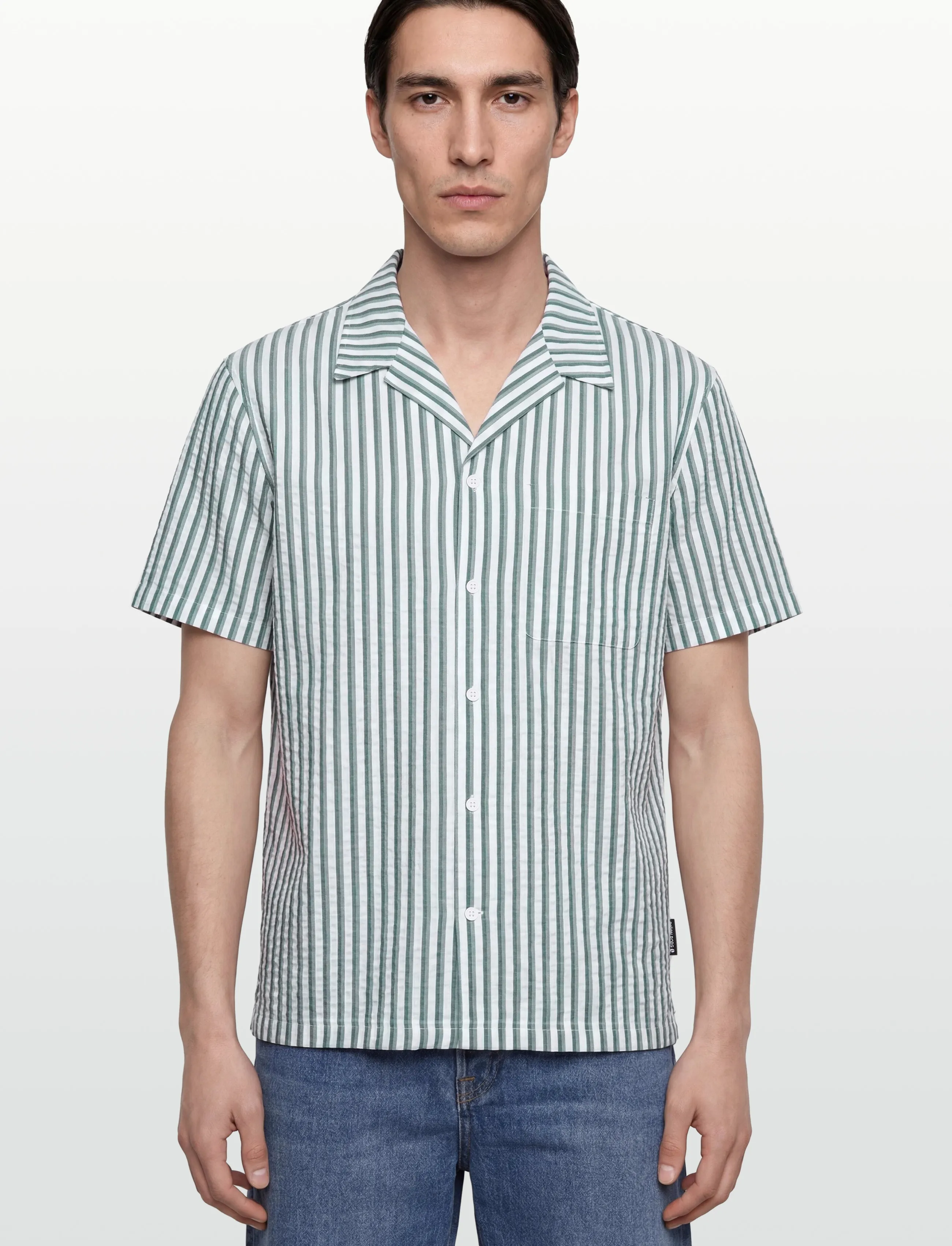 Björn Borg - BORG SEERSUCKER RESORT SHIRT - kortærmede skjorter - bb 7 stripe 1 - 3