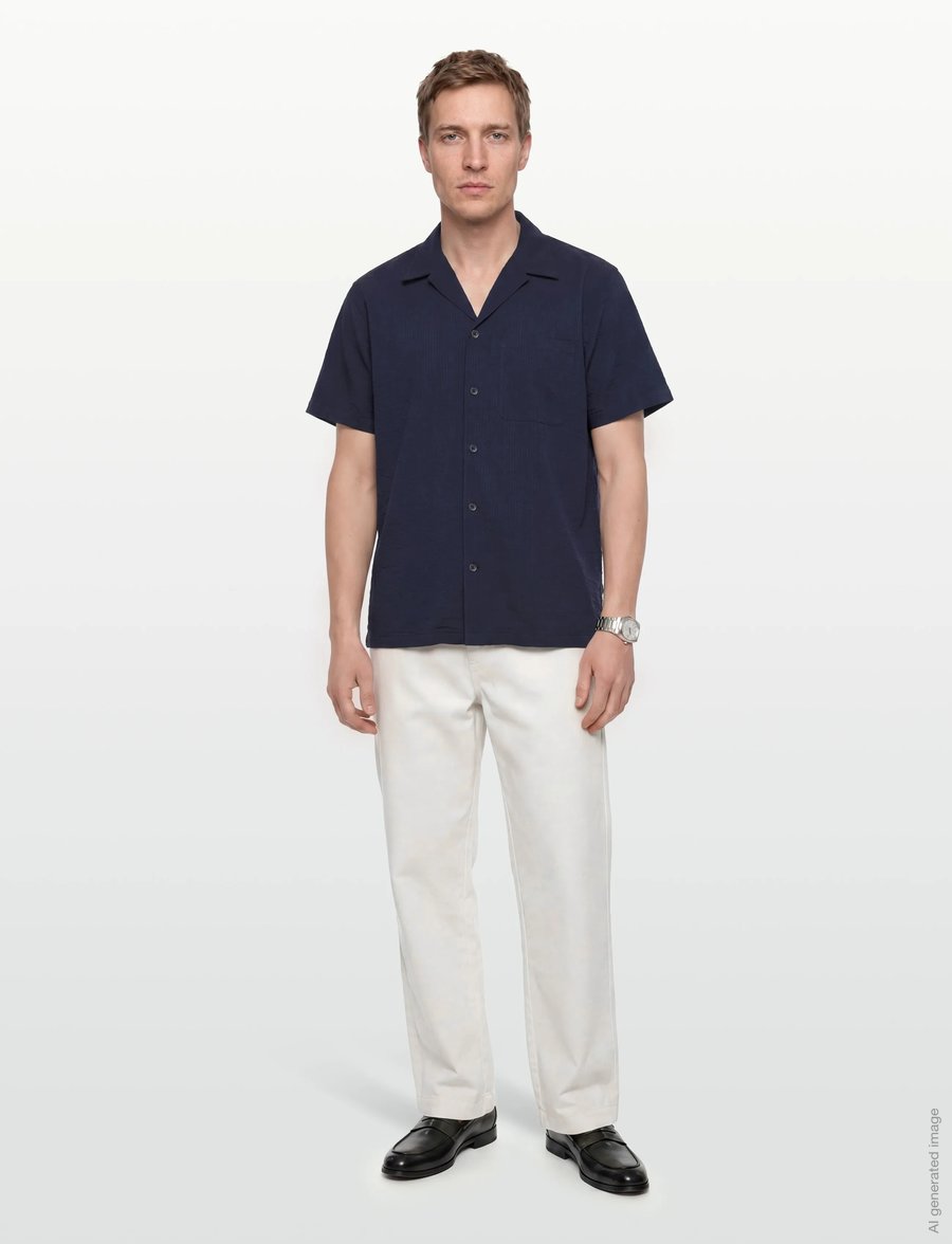 Björn Borg - BORG SEERSUCKER RESORT SHIRT - chemises à manches courtes - night sky - 0