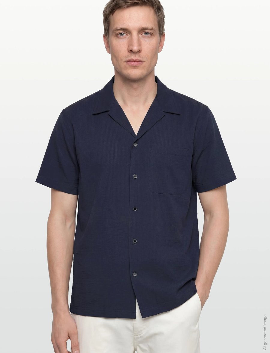 Björn Borg - BORG SEERSUCKER RESORT SHIRT - chemises à manches courtes - night sky - 3