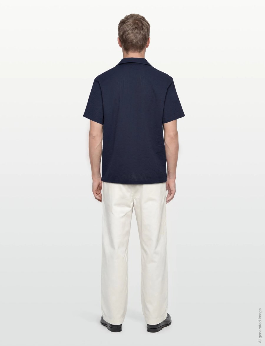 Björn Borg - BORG SEERSUCKER RESORT SHIRT - chemises à manches courtes - night sky - 4