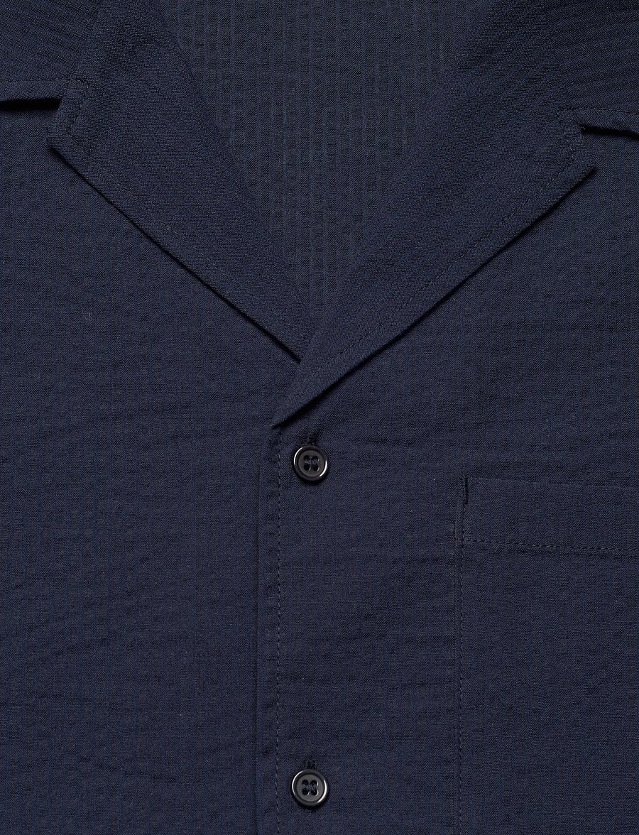 Björn Borg - BORG SEERSUCKER RESORT SHIRT - chemises à manches courtes - night sky - 5