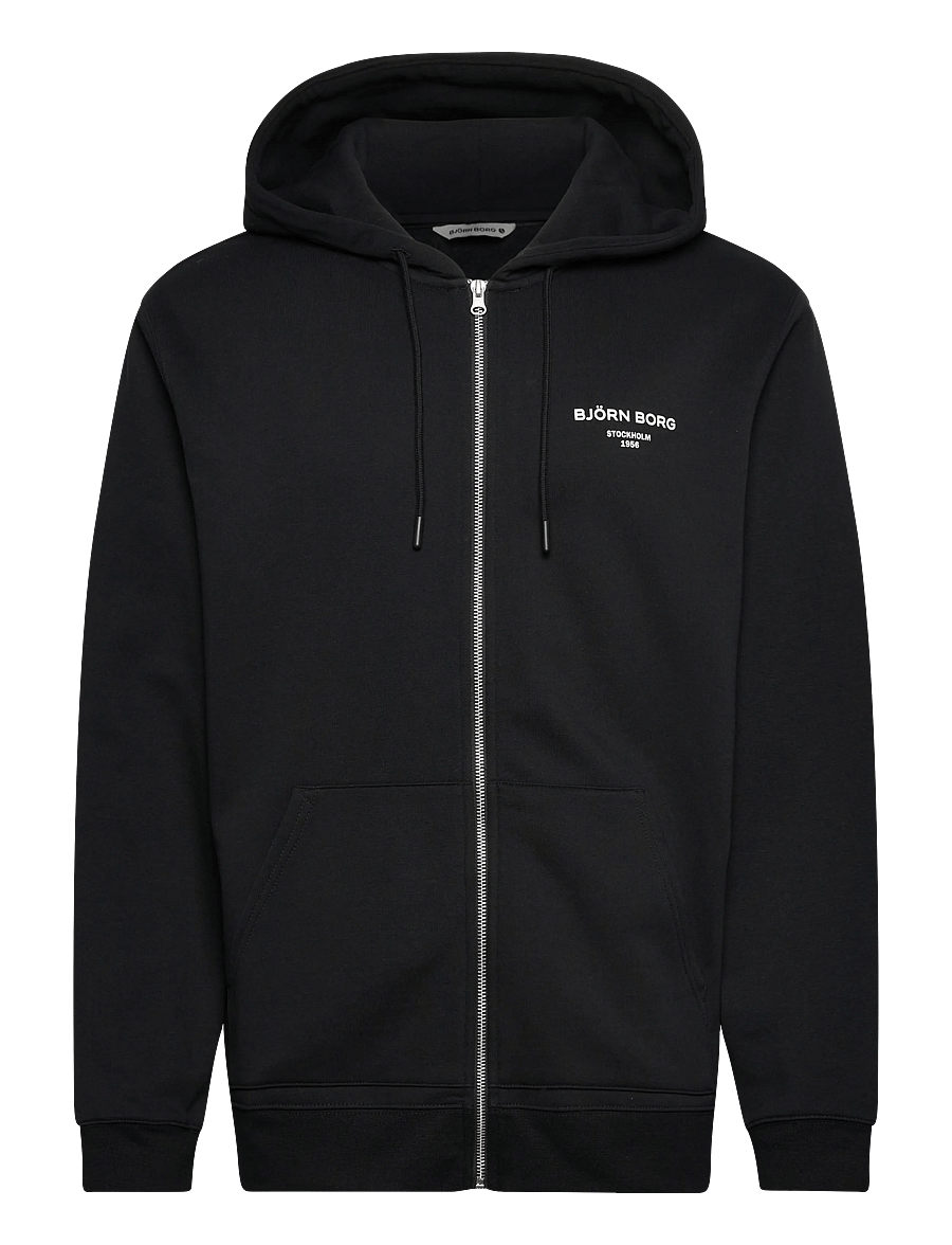 Björn Borg - BORG ESSENTIAL 1 ZIP HOODIE - overdele - black beauty - 1