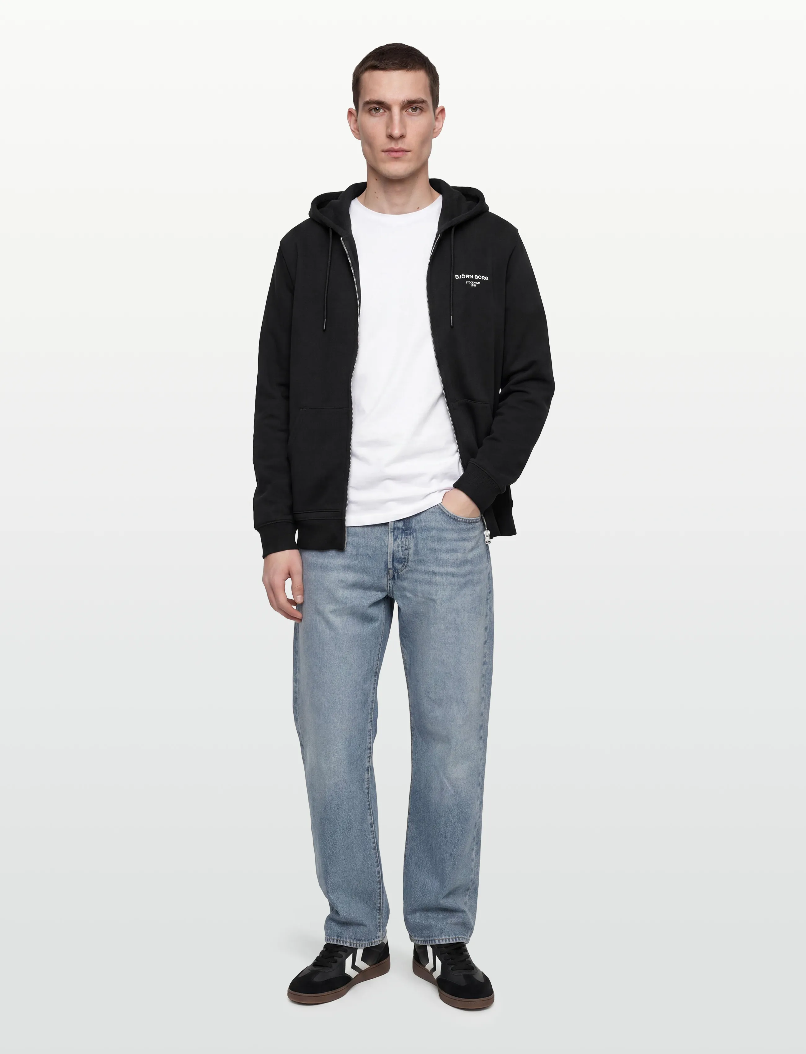 Björn Borg Borg Essential 1 Zip Hoodie, S, Black, Sport Sweatshirts & Hoodies > Sport Hoodies, Herre