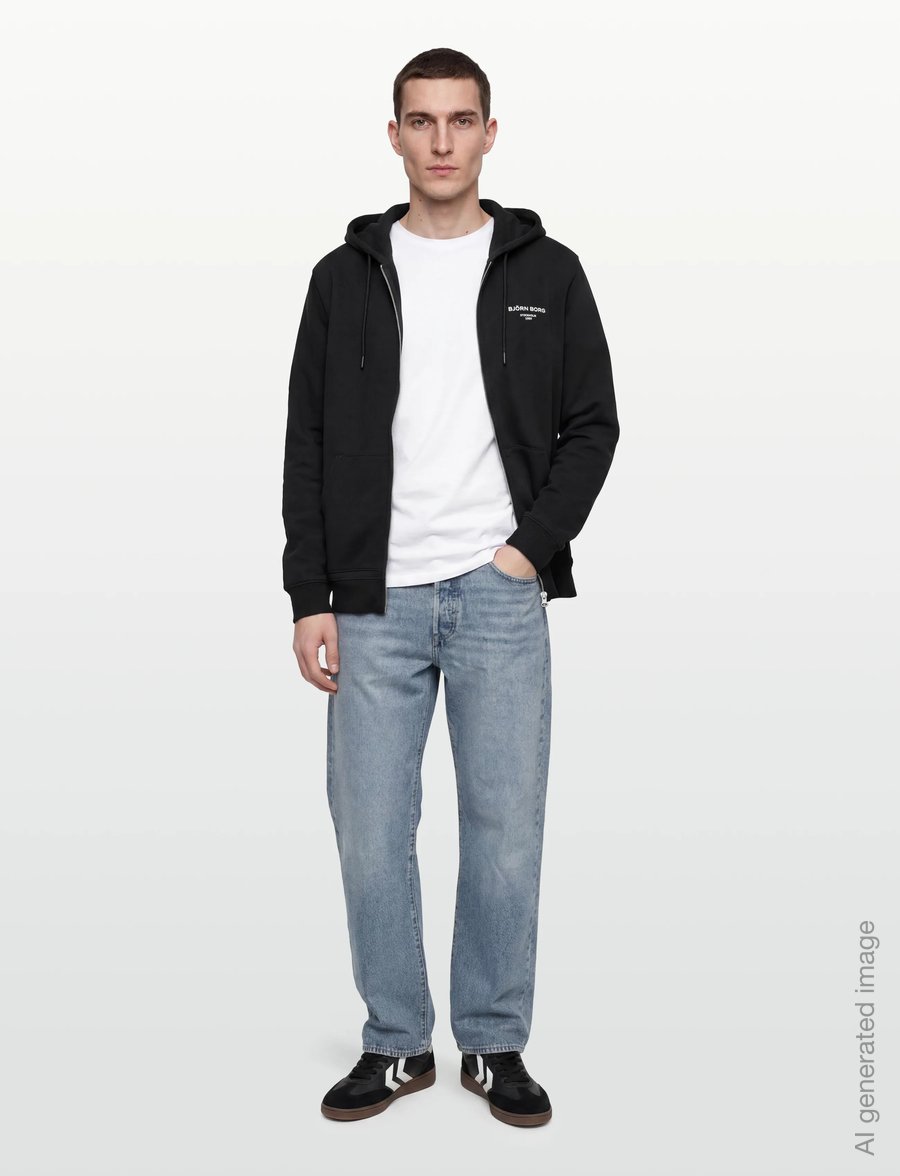 Björn Borg - BORG ESSENTIAL 1 ZIP HOODIE - overdele - black beauty - 0