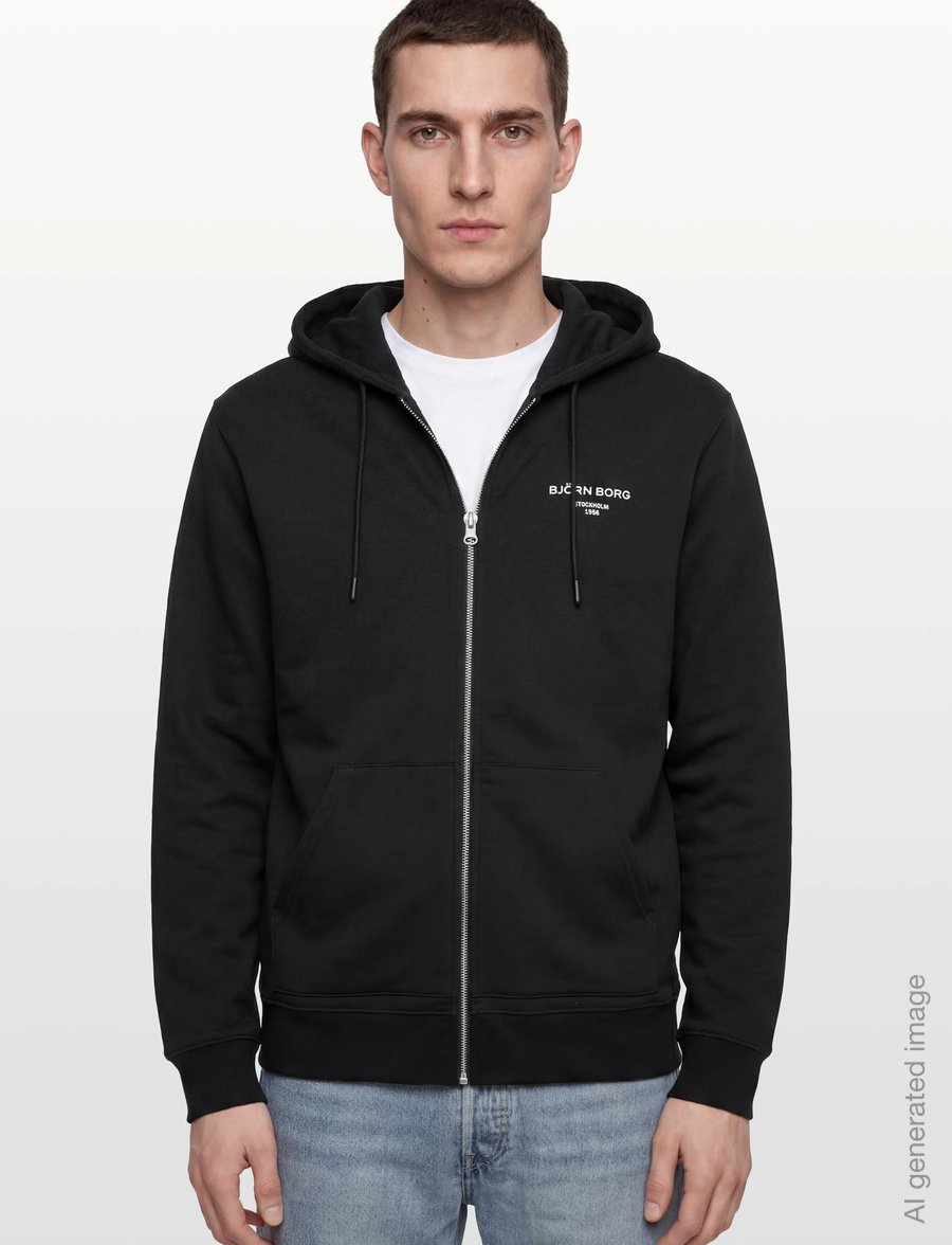 Björn Borg - BORG ESSENTIAL 1 ZIP HOODIE - overdele - black beauty - 3
