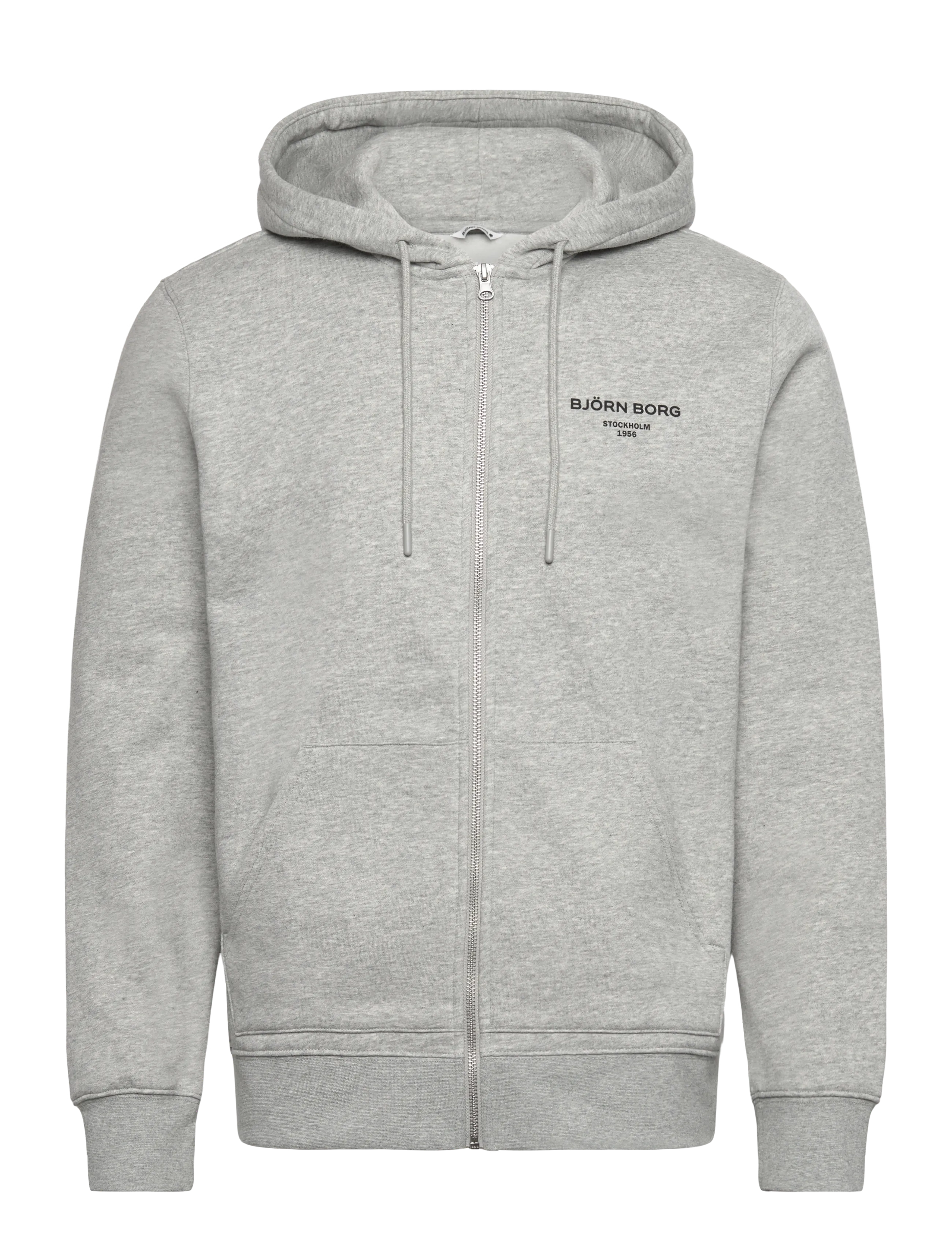 Björn Borg - BORG ESSENTIAL 1 ZIP HOODIE - overdele - light grey melange - 1
