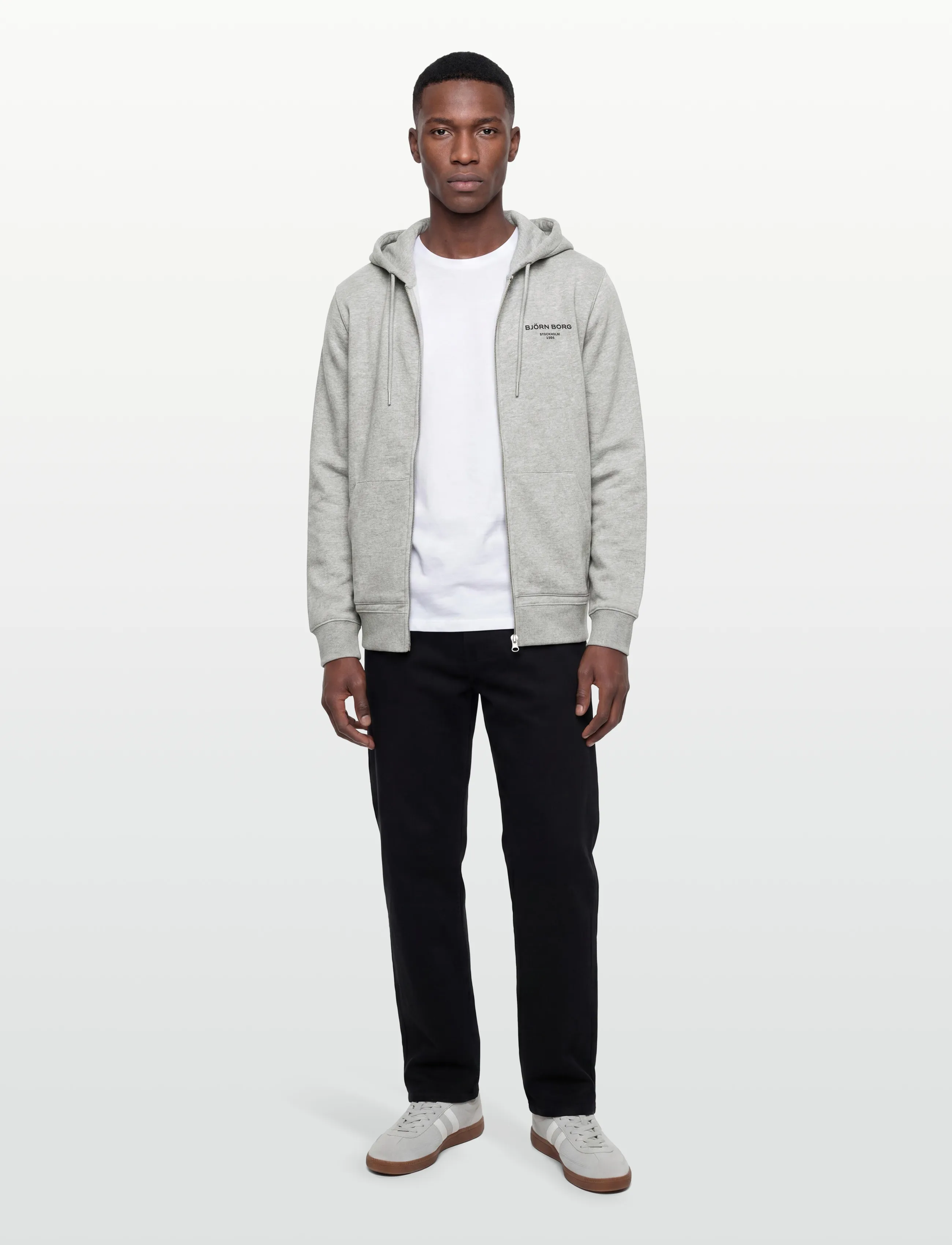 Björn Borg Borg Essential 1 Zip Hoodie, XXL, Grey, Sport Sweatshirts & Hoodies > Sport Hoodies, Herre