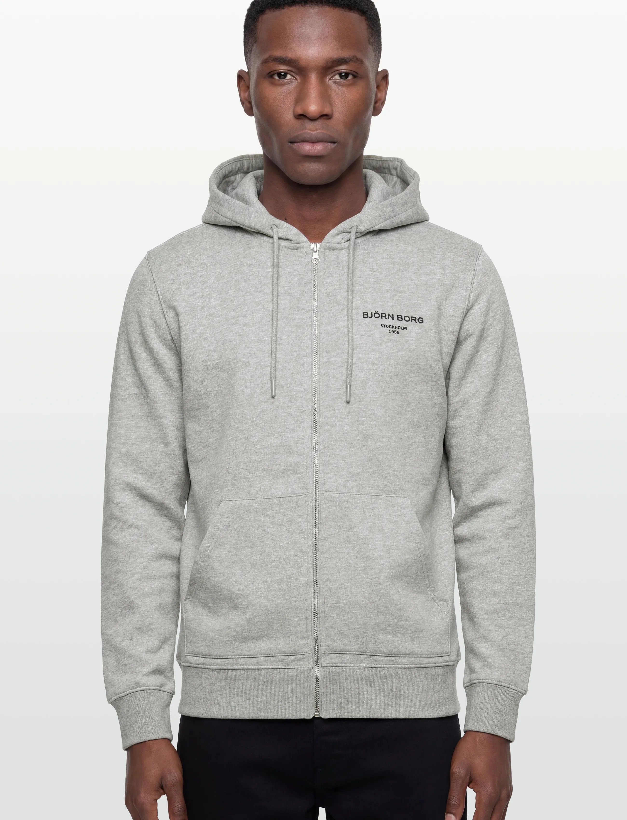 Björn Borg - BORG ESSENTIAL 1 ZIP HOODIE - huvtröjor - light grey melange - 3
