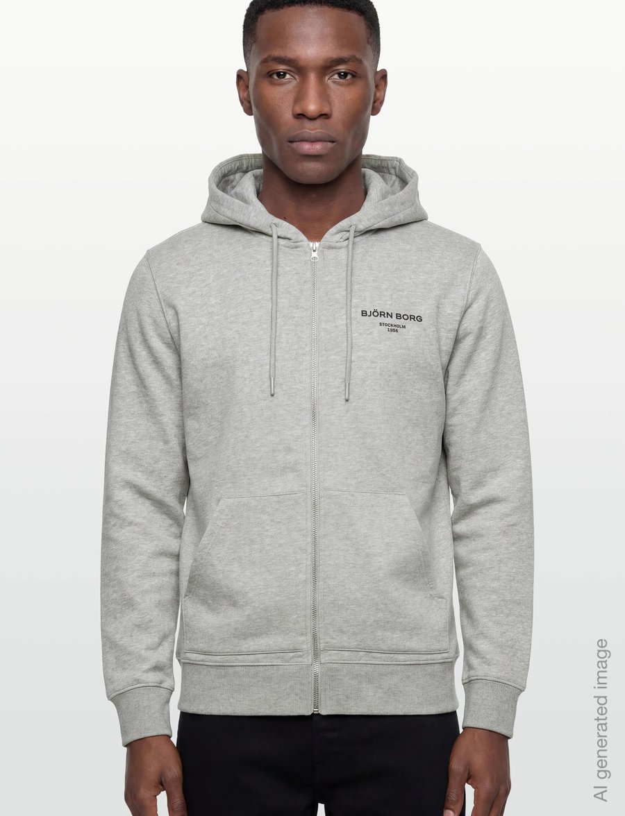 Björn Borg - BORG ESSENTIAL 1 ZIP HOODIE - overdele - light grey melange - 3