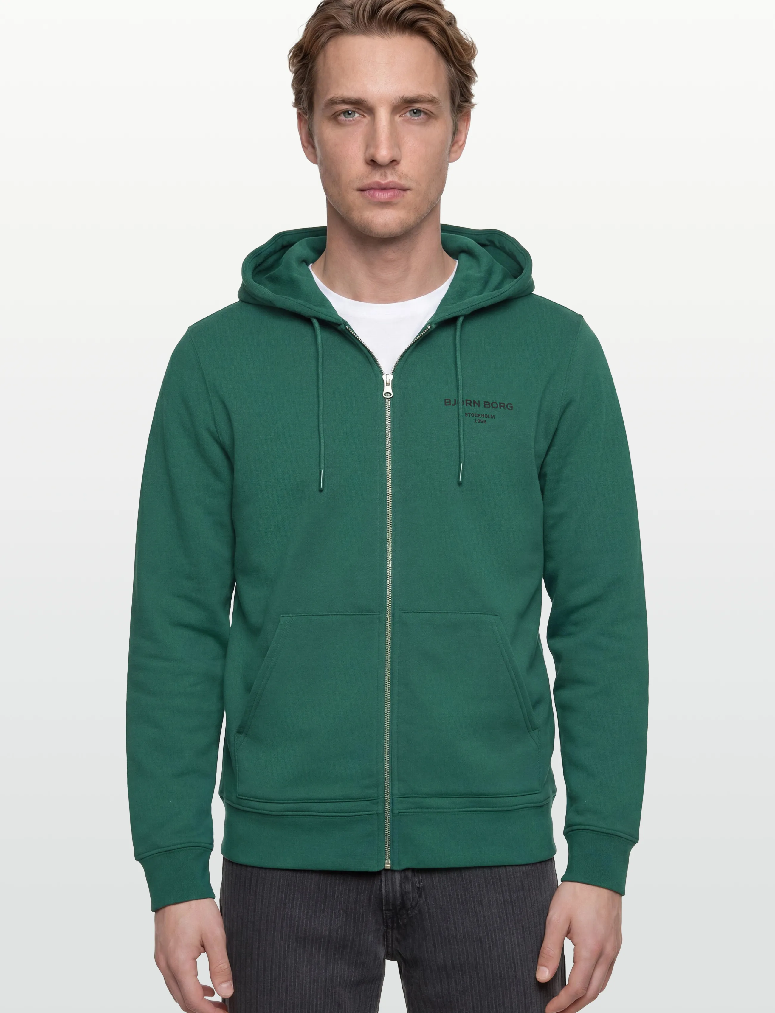 Björn Borg - BORG ESSENTIAL 1 ZIP HOODIE - tops - posy green - 3