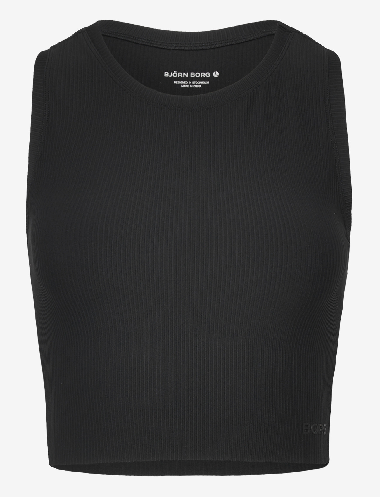 Björn Borg - STUDIO RIBBED CROPPED TANK TOP - crop-tops - black beauty - 0