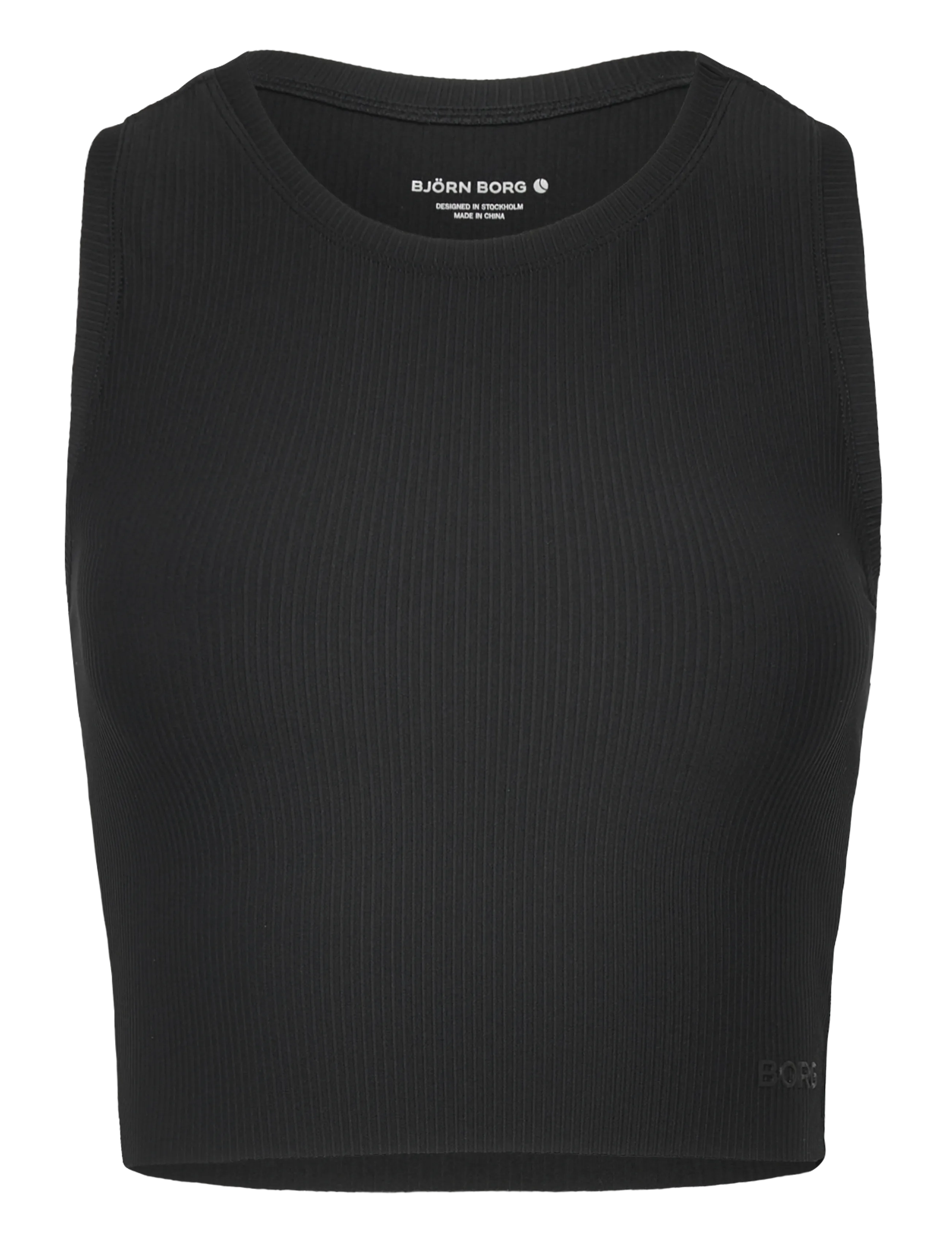 Björn Borg STUDIO RIBBED CROPPED TANK TOP - T-shirts & Toppar - BLACK BEAUTY / black