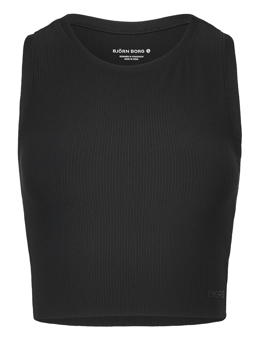 Björn Borg - STUDIO RIBBED CROPPED TANK TOP - crop-tops - black beauty - 0