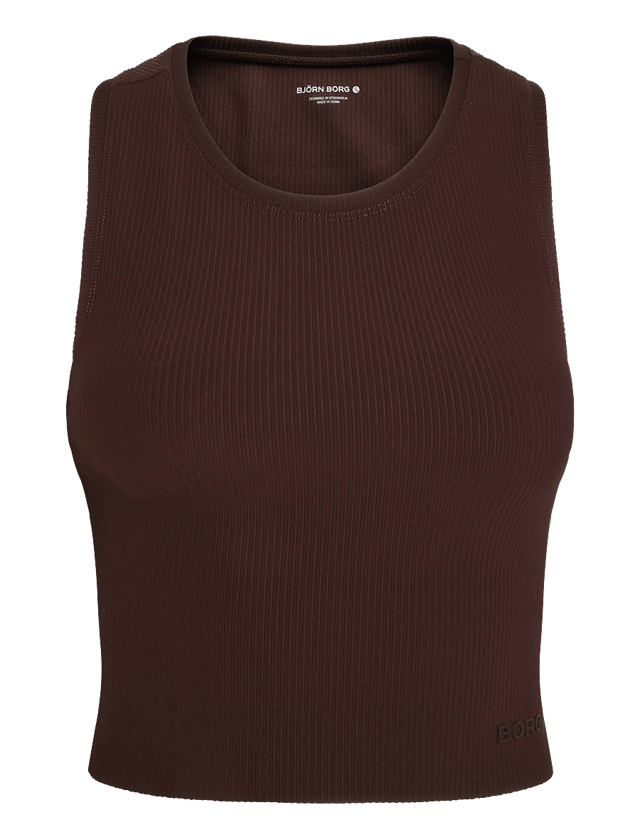 Björn Borg - STUDIO RIBBED CROPPED TANK TOP - crop-tops - coffee bean - 0