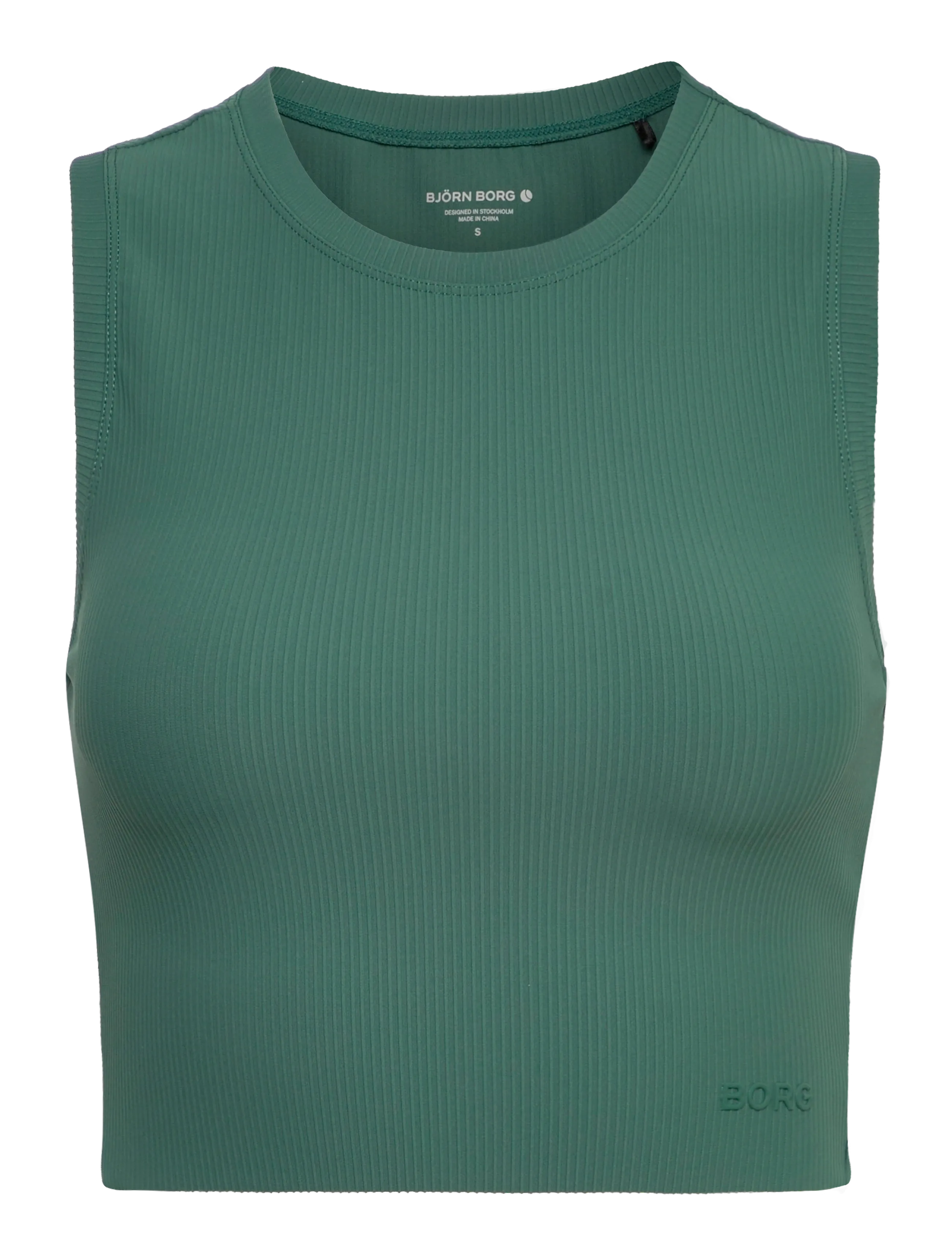 Björn Borg Studio Ribbed Cropped Tank Top, L, Sport Crop Oberteile, Grün - Sleeveless Frauen