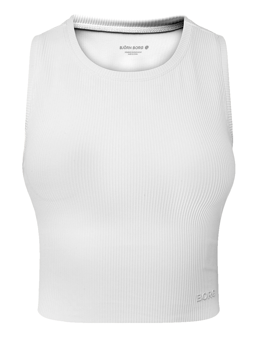 Björn Borg - STUDIO RIBBED CROPPED TANK TOP - crop-tops - tofu - 0