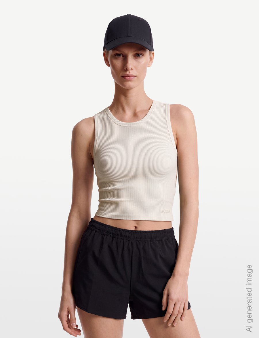Björn Borg - STUDIO RIBBED CROPPED TANK TOP - trumpi marškinėliai - tofu - 3