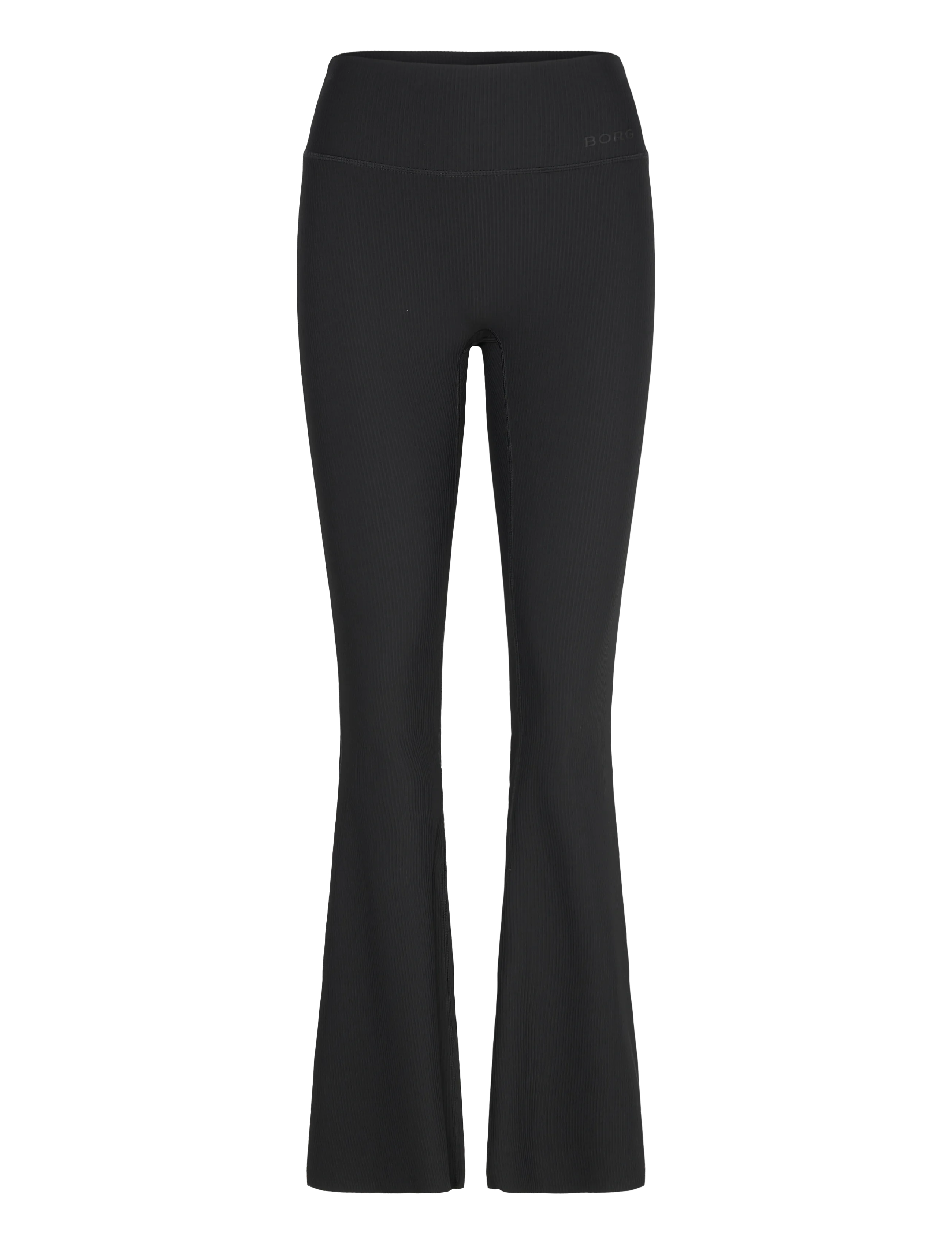 Björn Borg Studio Ribbed Flare Tights Regular, Kvinder, Ribbet Højtaljede Flared Tights, Sort, Str: XS