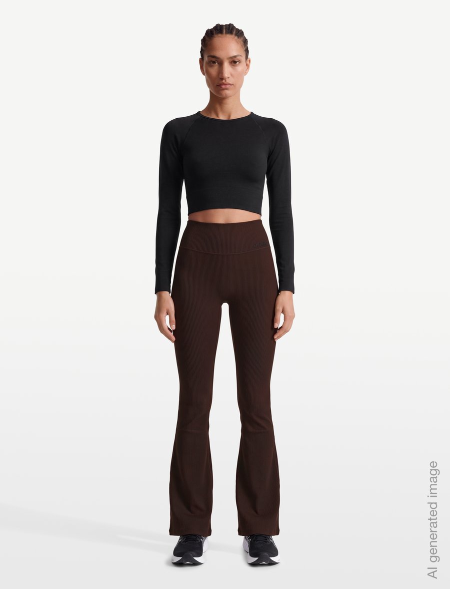 Björn Borg - STUDIO RIBBED FLARE TIGHTS REGULAR - volle länge - coffee bean - 0