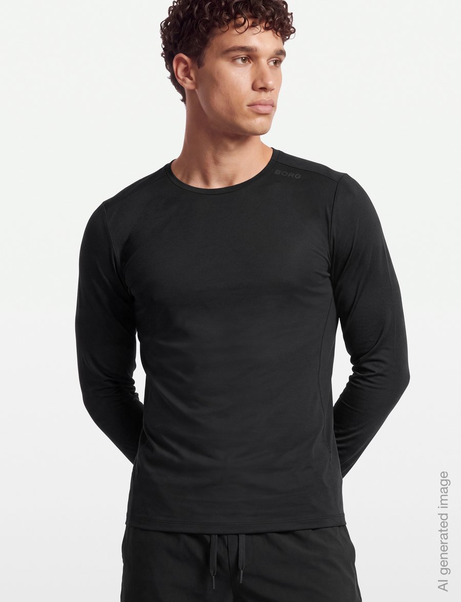 Björn Borg - BORG FEATHER LONG SLEEVE T-SHIRT - toppe & t-shirts - black beauty - 3