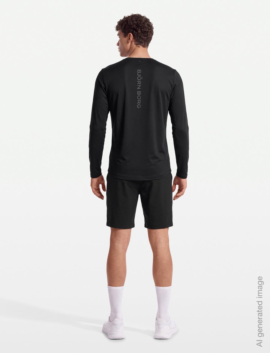 Björn Borg - BORG FEATHER LONG SLEEVE T-SHIRT - toppe & t-shirts - black beauty - 4