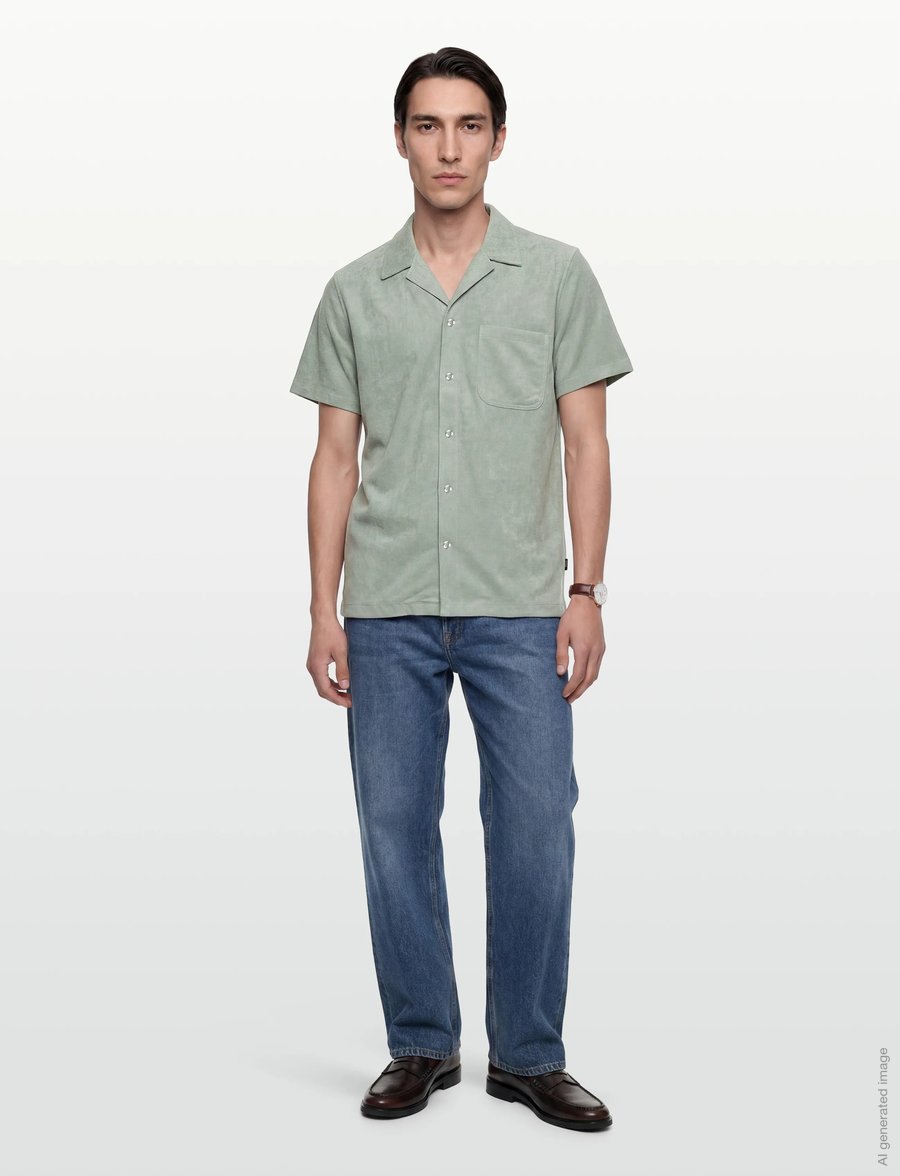 Björn Borg - BORG TOWELING POOL SHIRT - chemises à manches courtes - slate gray - 0